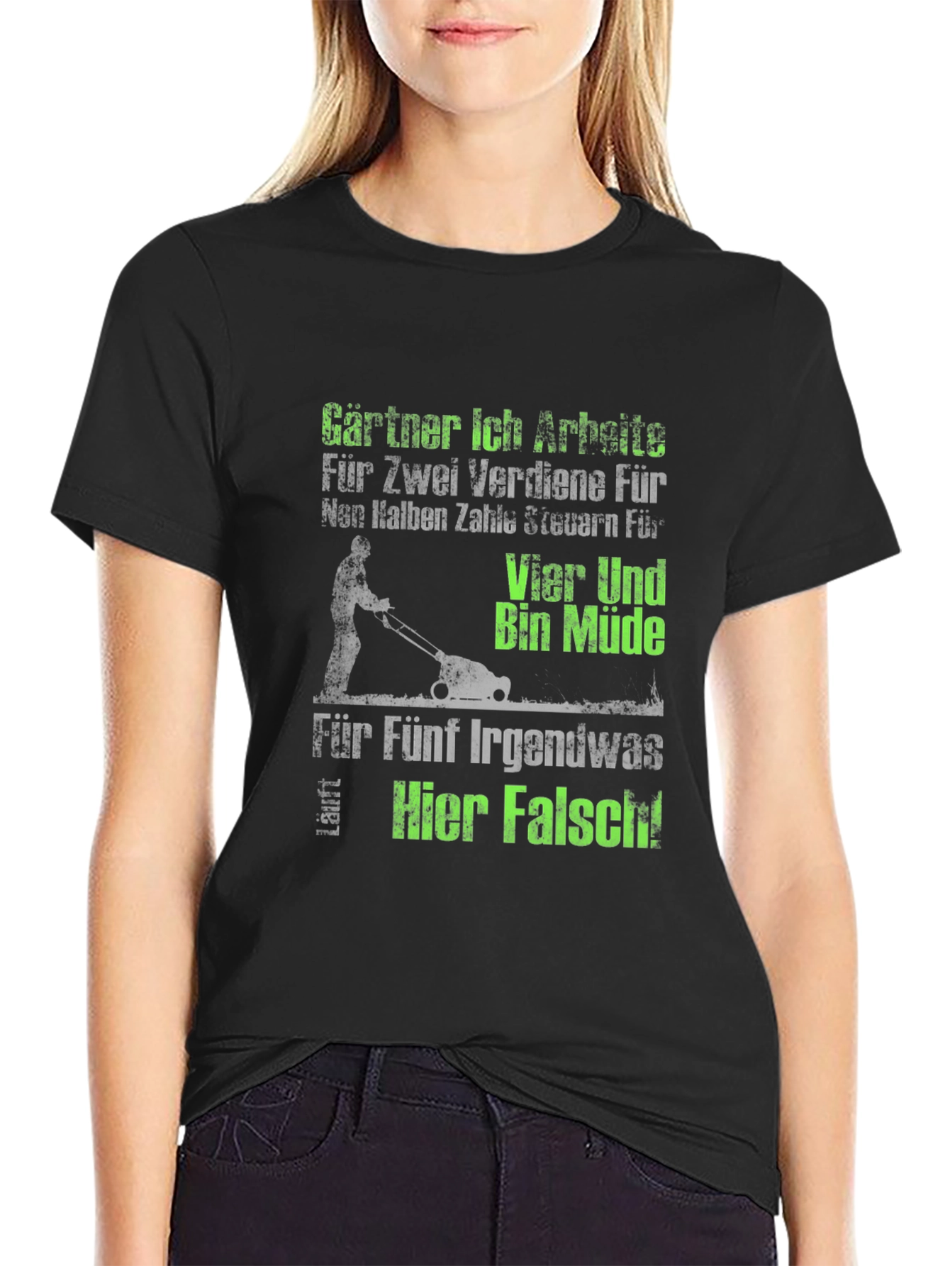 Black Gardener Humor T-Shirt - "I work for two..." view 2