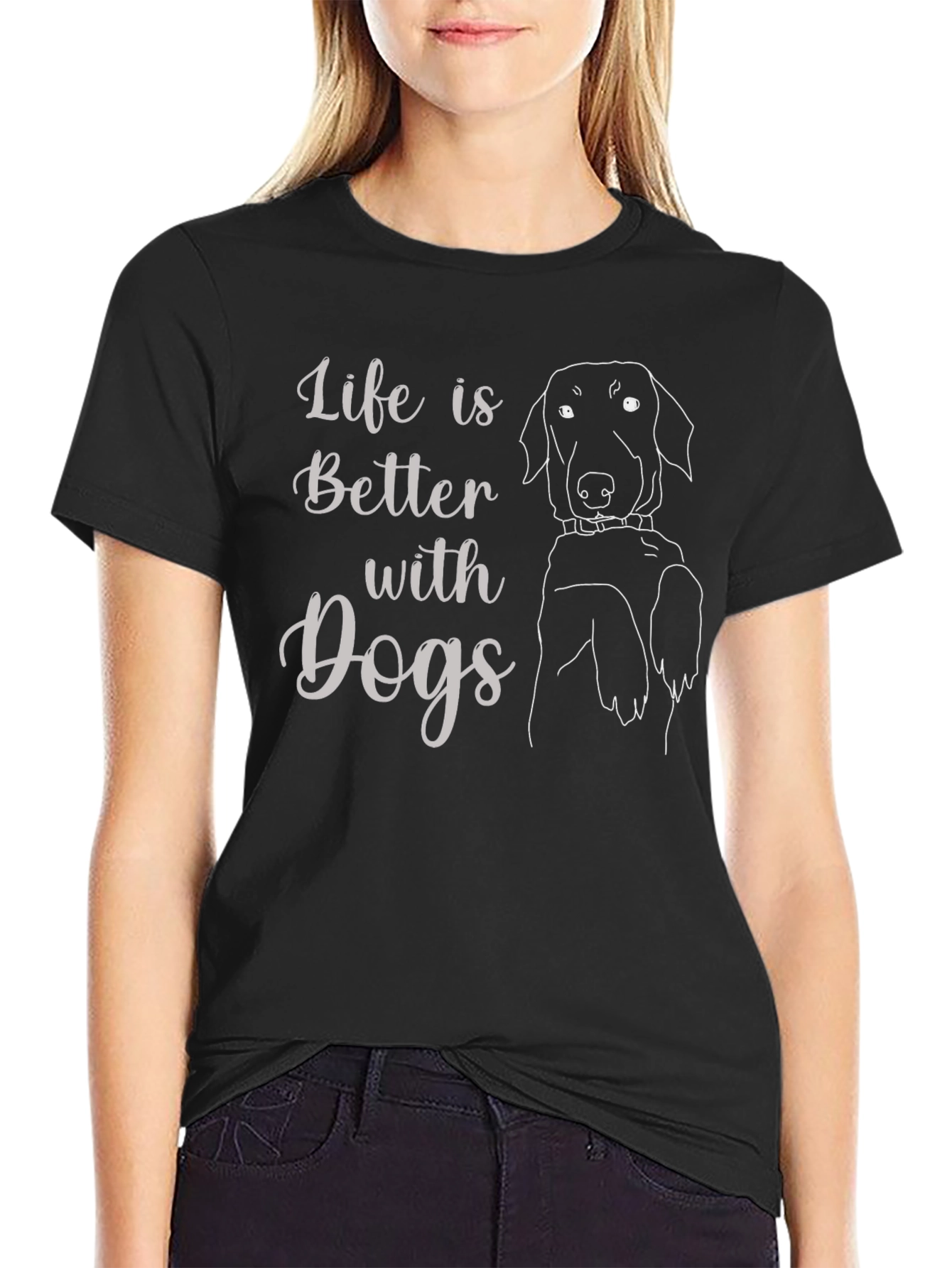 Black Life is Better with Dogs Black T-Shirt view 2