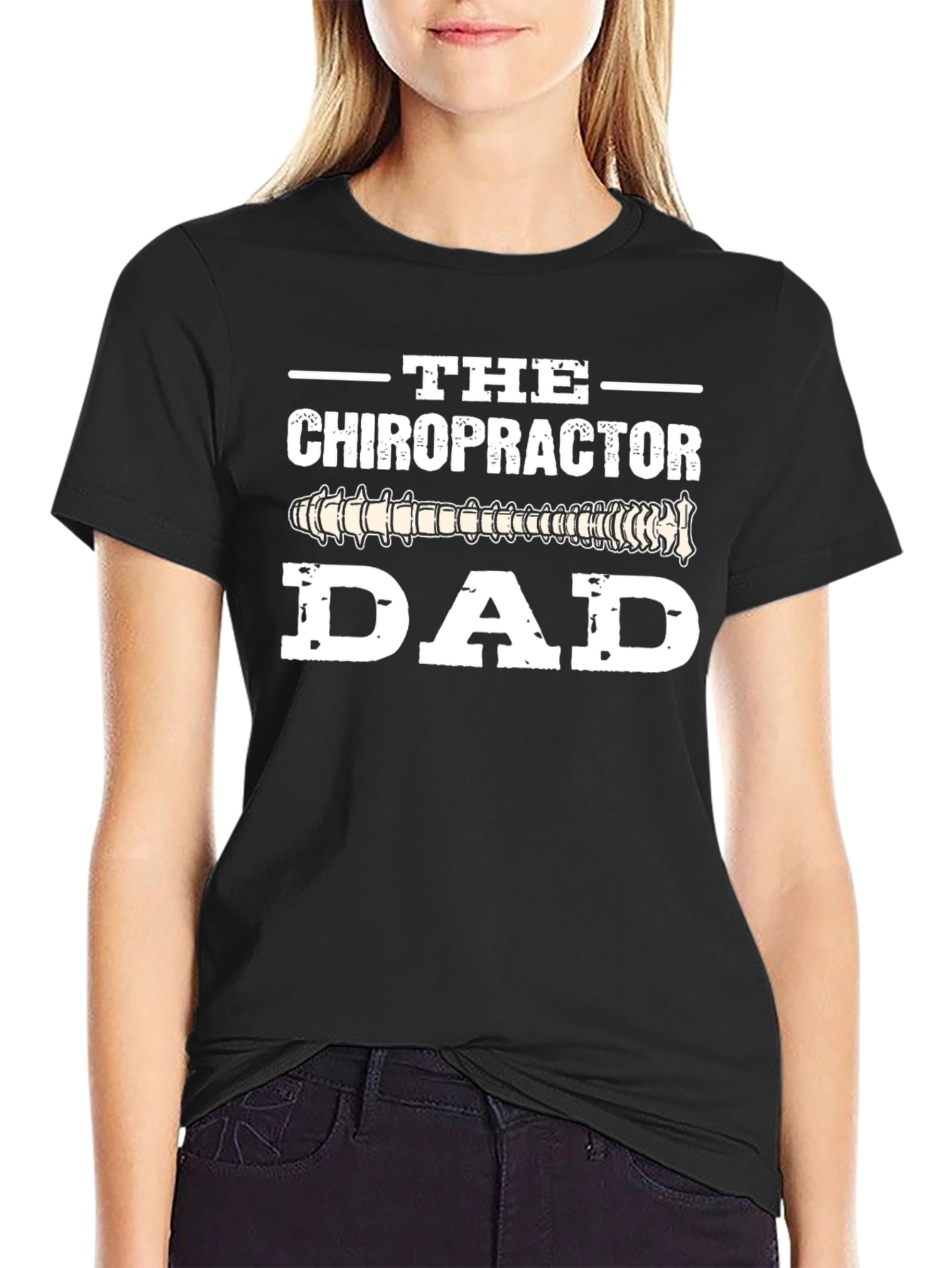 Black Chiropractor Dad T-Shirt - Gift for Chiropractic Fathers view 2