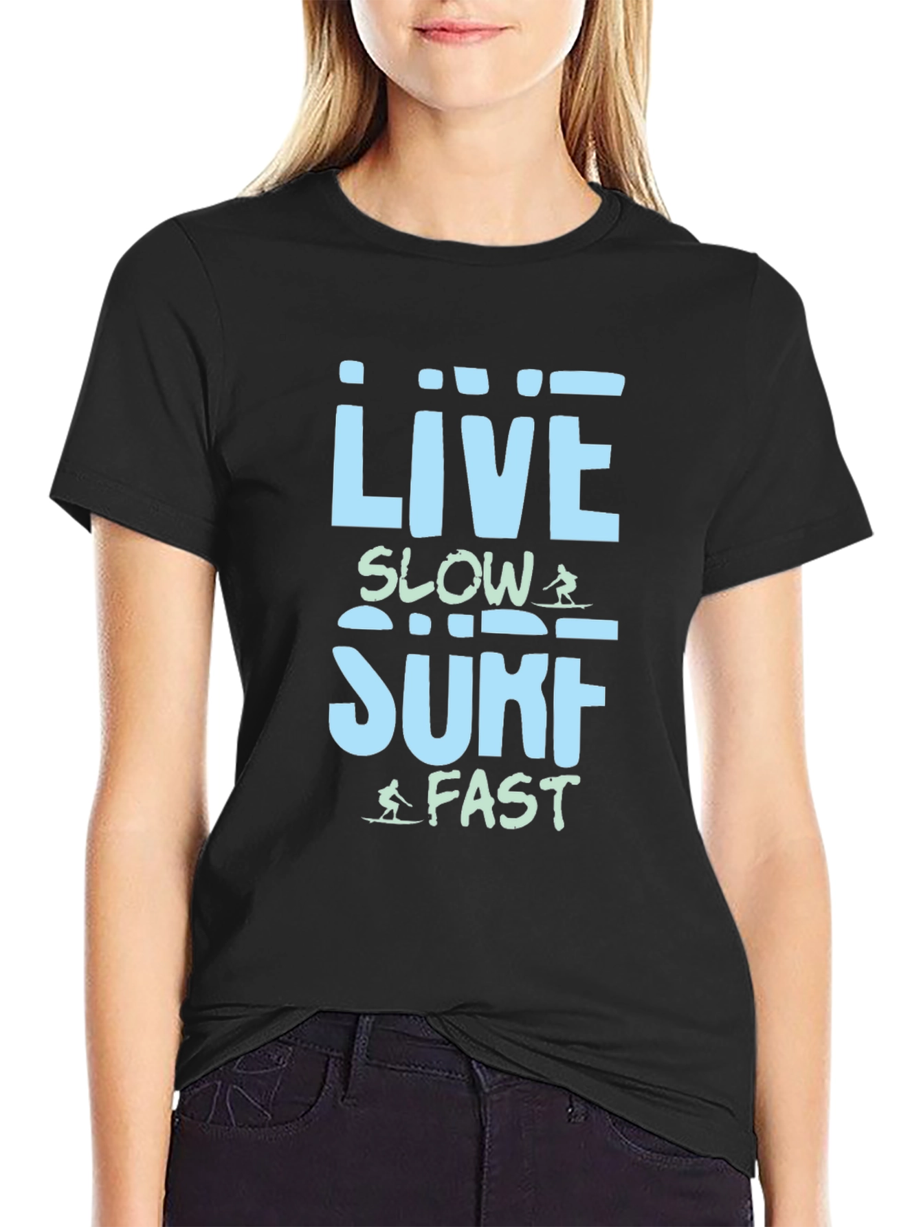 Live Slow Surf Fast T-Shirt - Black Cotton Tee - 2