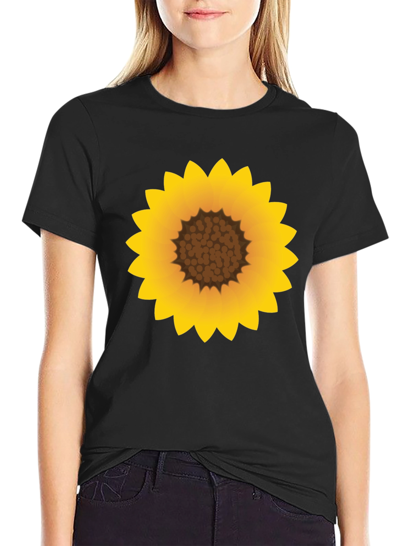 Black Sunflower Graphic Black T-Shirt view 2