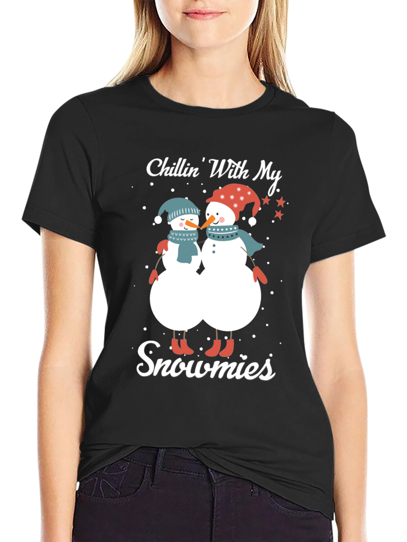 Black Chillin' With My Snowmies T-Shirt view 2