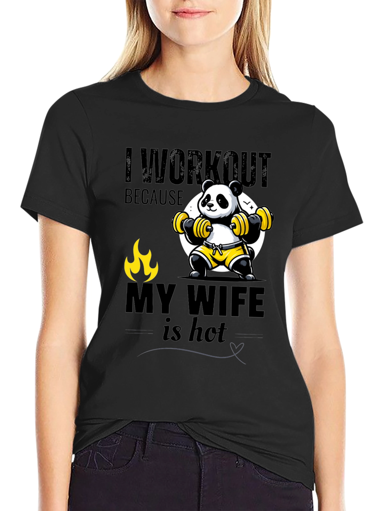 Funny Panda Workout T-Shirt - My Wife is Hot - 2