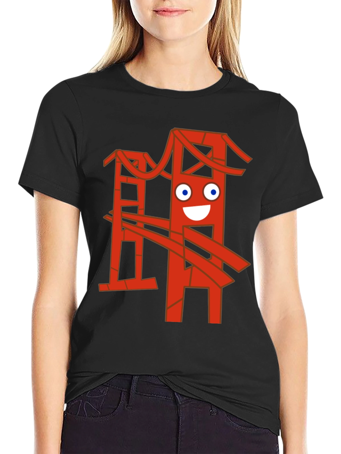 Black Funny Bridge Graphic T-Shirt - Black view 2