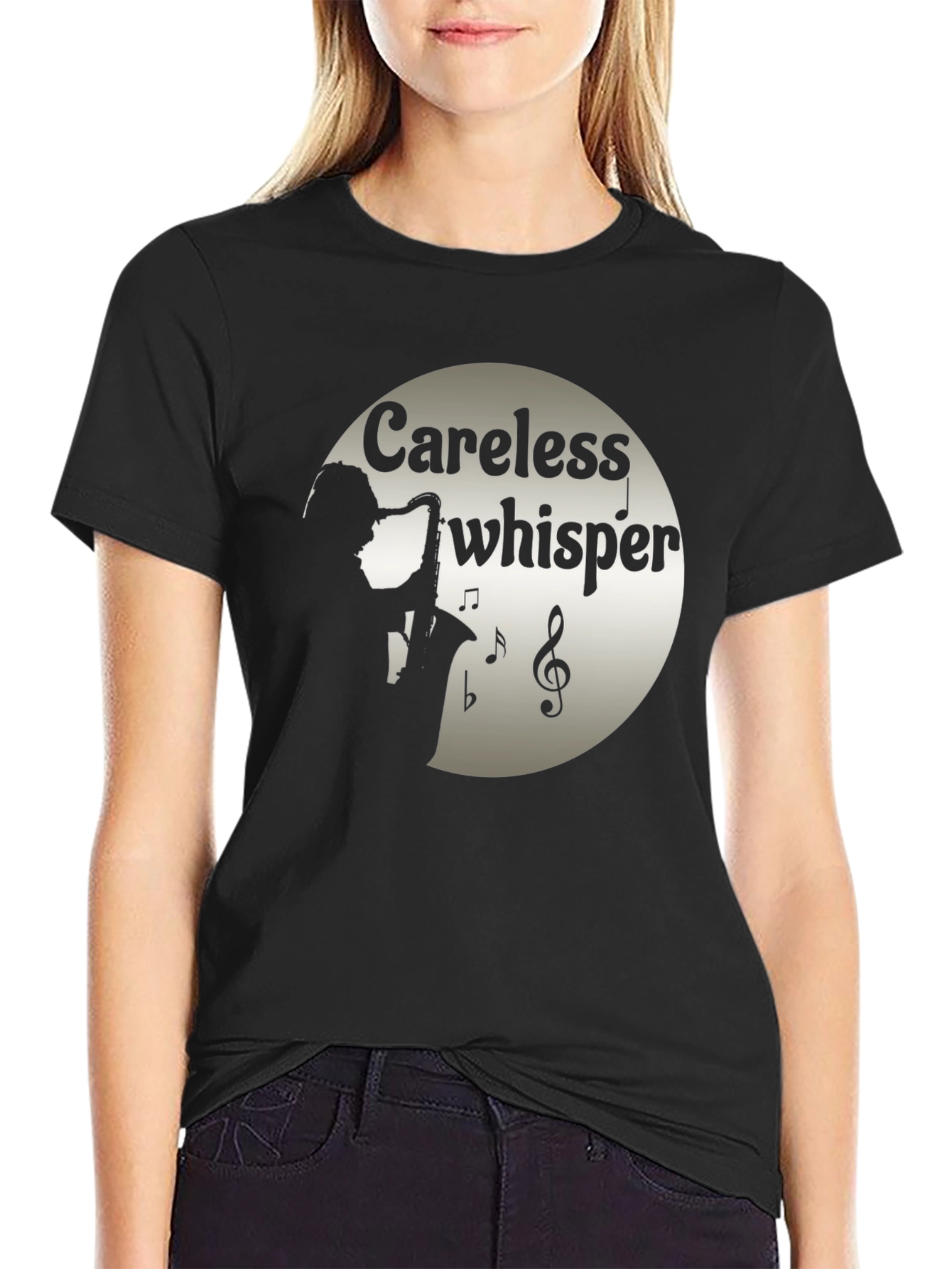 Black Careless Whisper Saxophone T-Shirt view 2