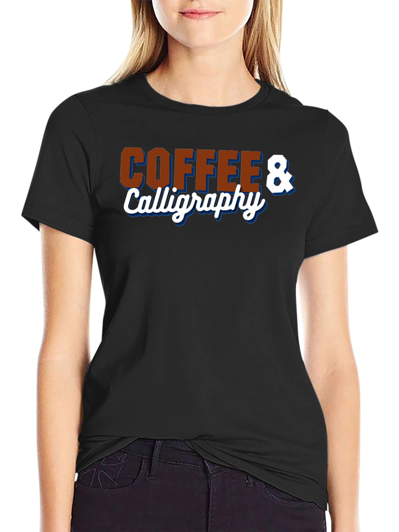 Black Coffee & Calligraphy Graphic T-Shirt view 2