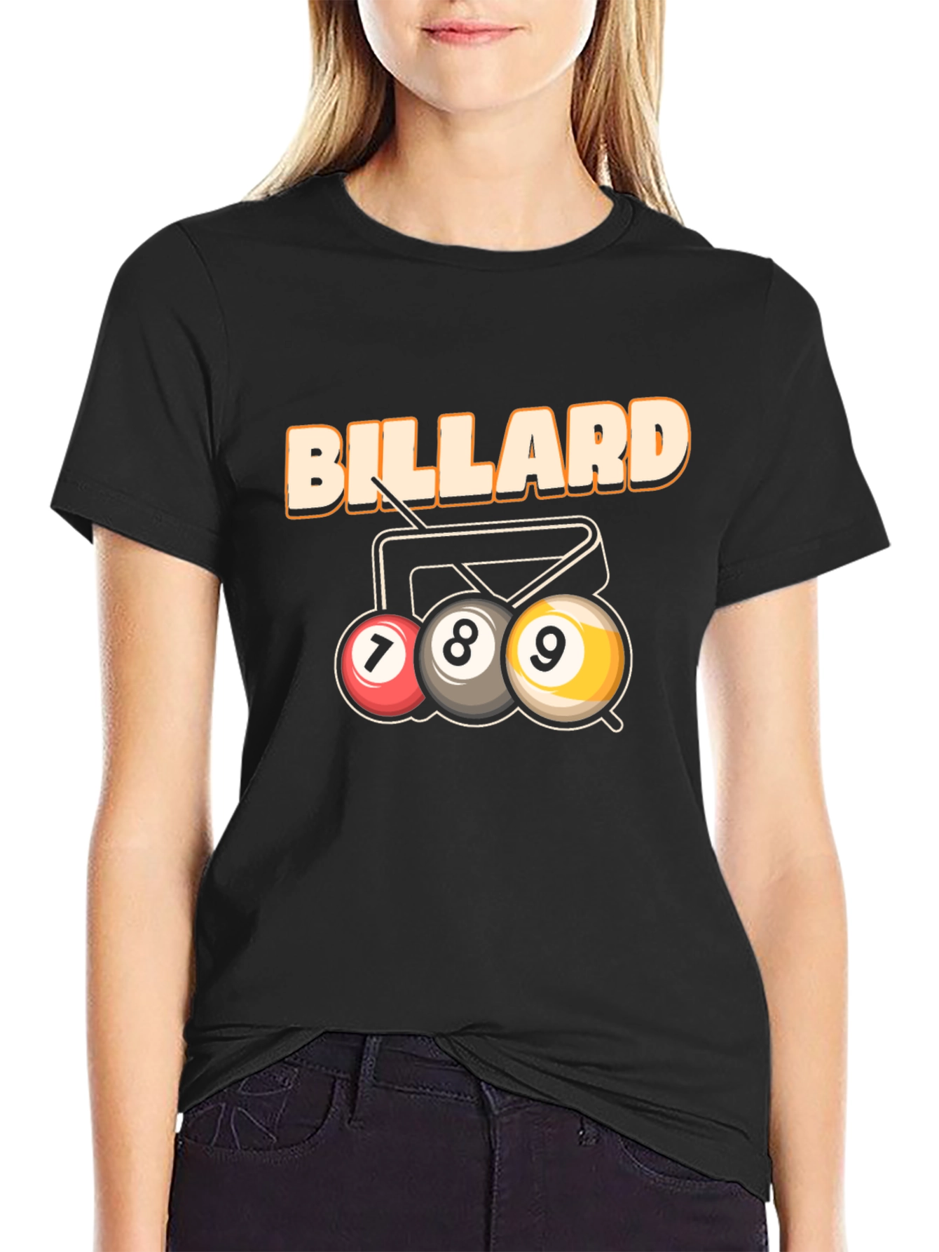 Black Billiard T-Shirt - 7, 8, 9 Ball Design view 2