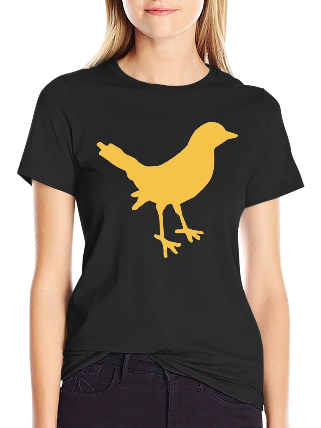 Black Bird Silhouette Graphic Tee - Casual Black T-Shirt view 2