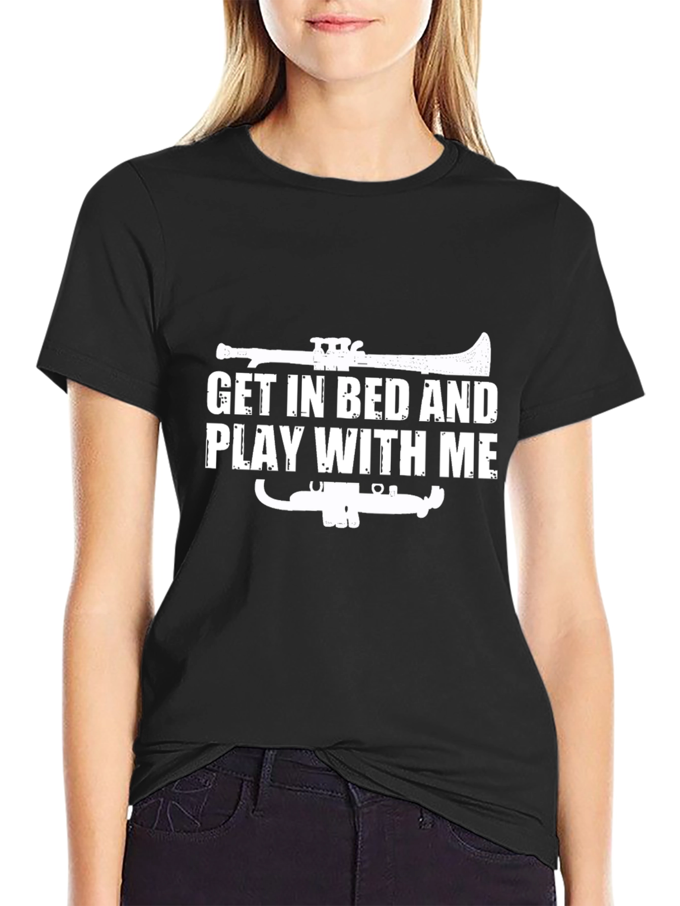 Black Get in Bed Play With Me T-Shirt view 2