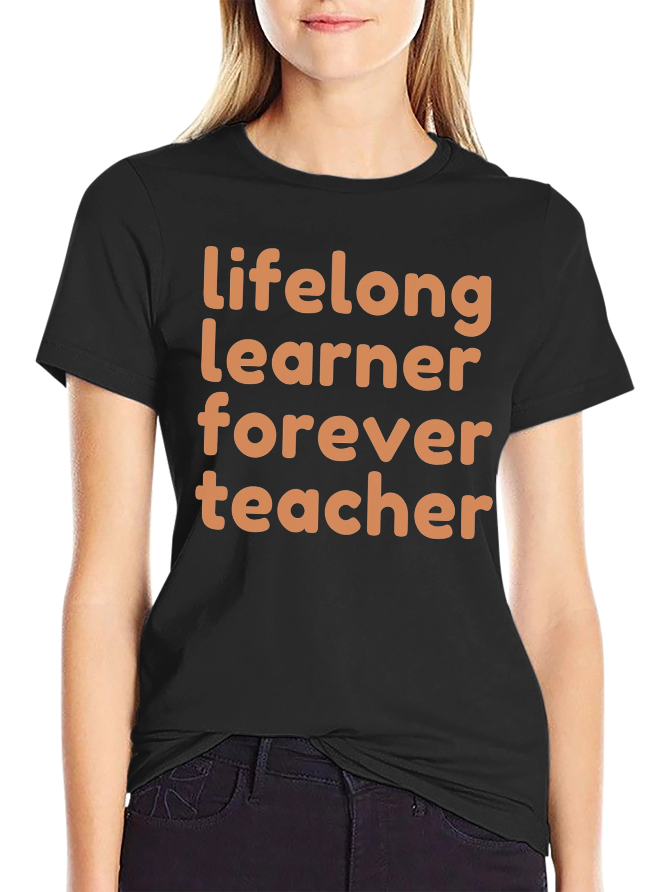 Black Lifelong Learner Forever Teacher Graphic Tee view 2