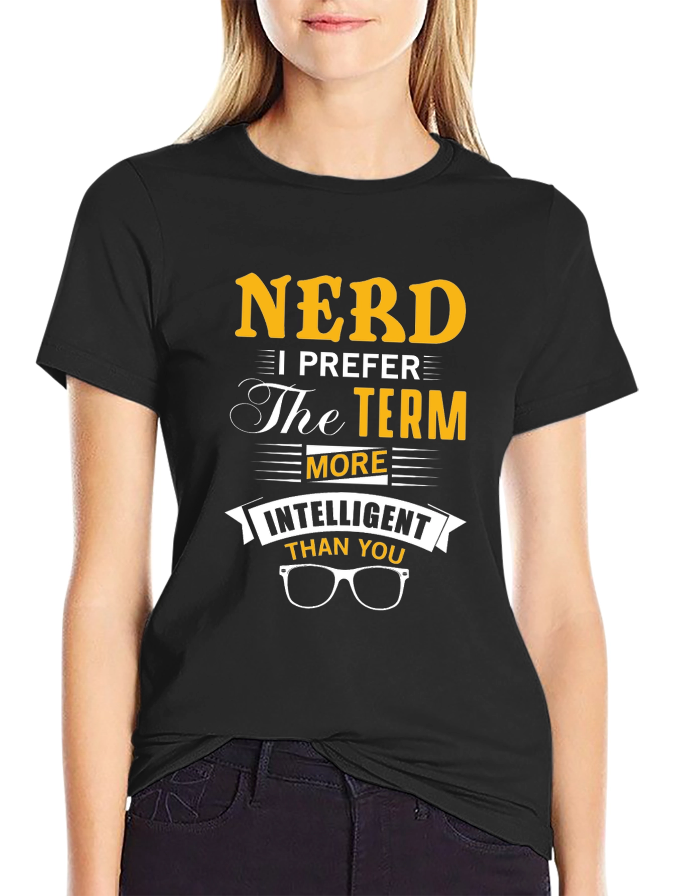 Black Nerd T-Shirt - Intelligent Than You Funny Slogan Tee view 2