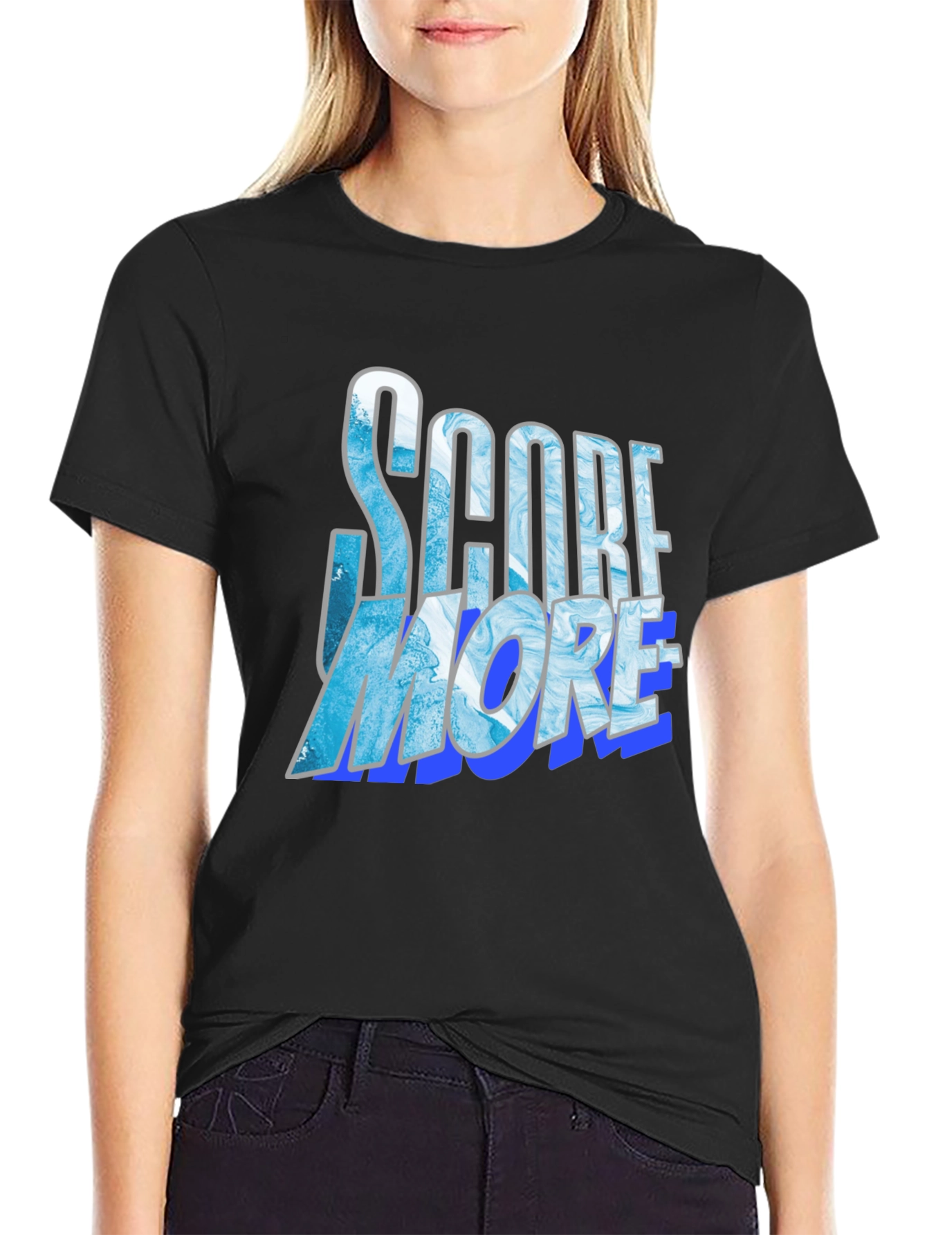 Black Score More Graphic Tee - Cool Blue Design view 2
