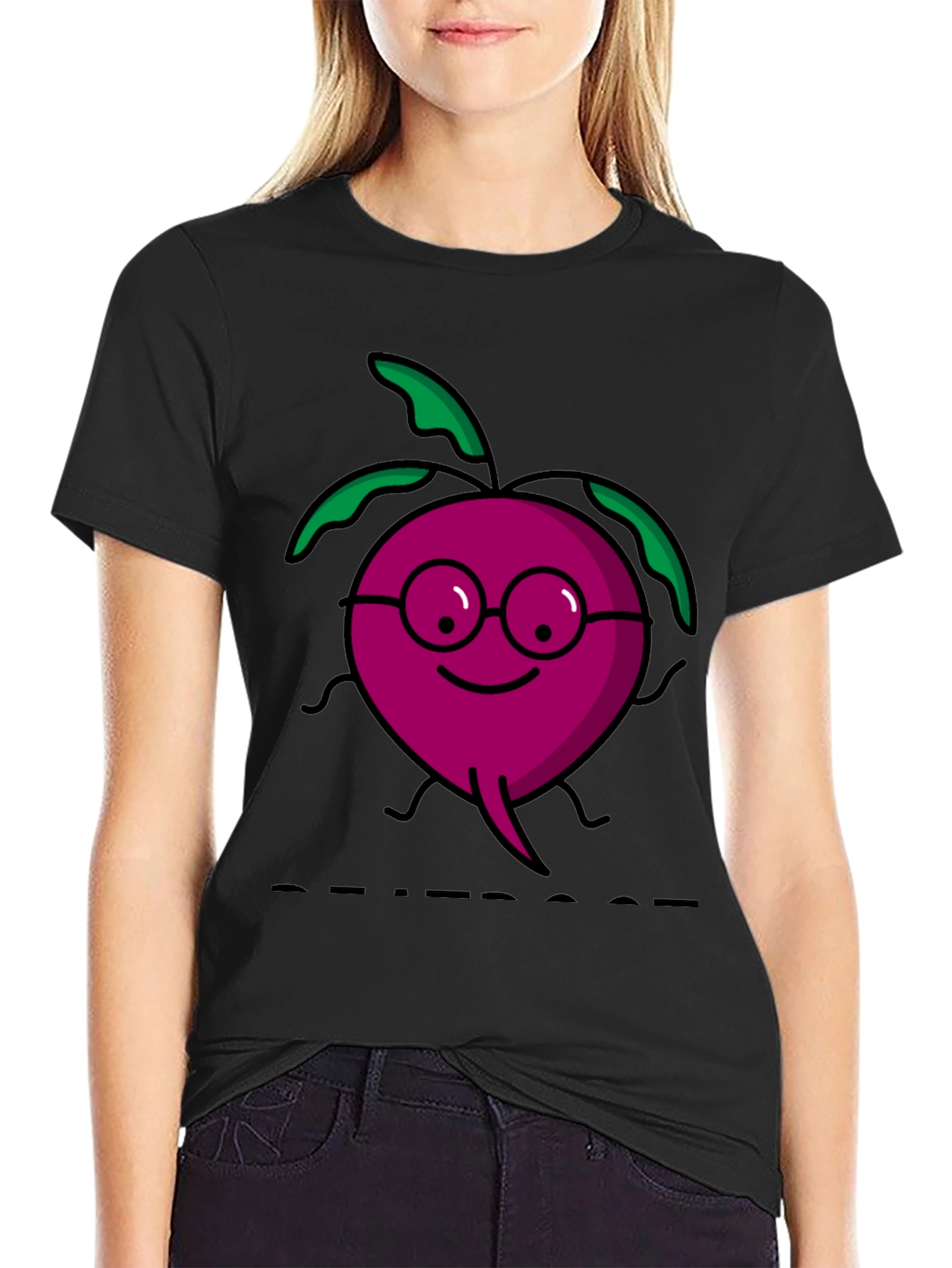 Black Beetroot Cartoon T-Shirt view 2
