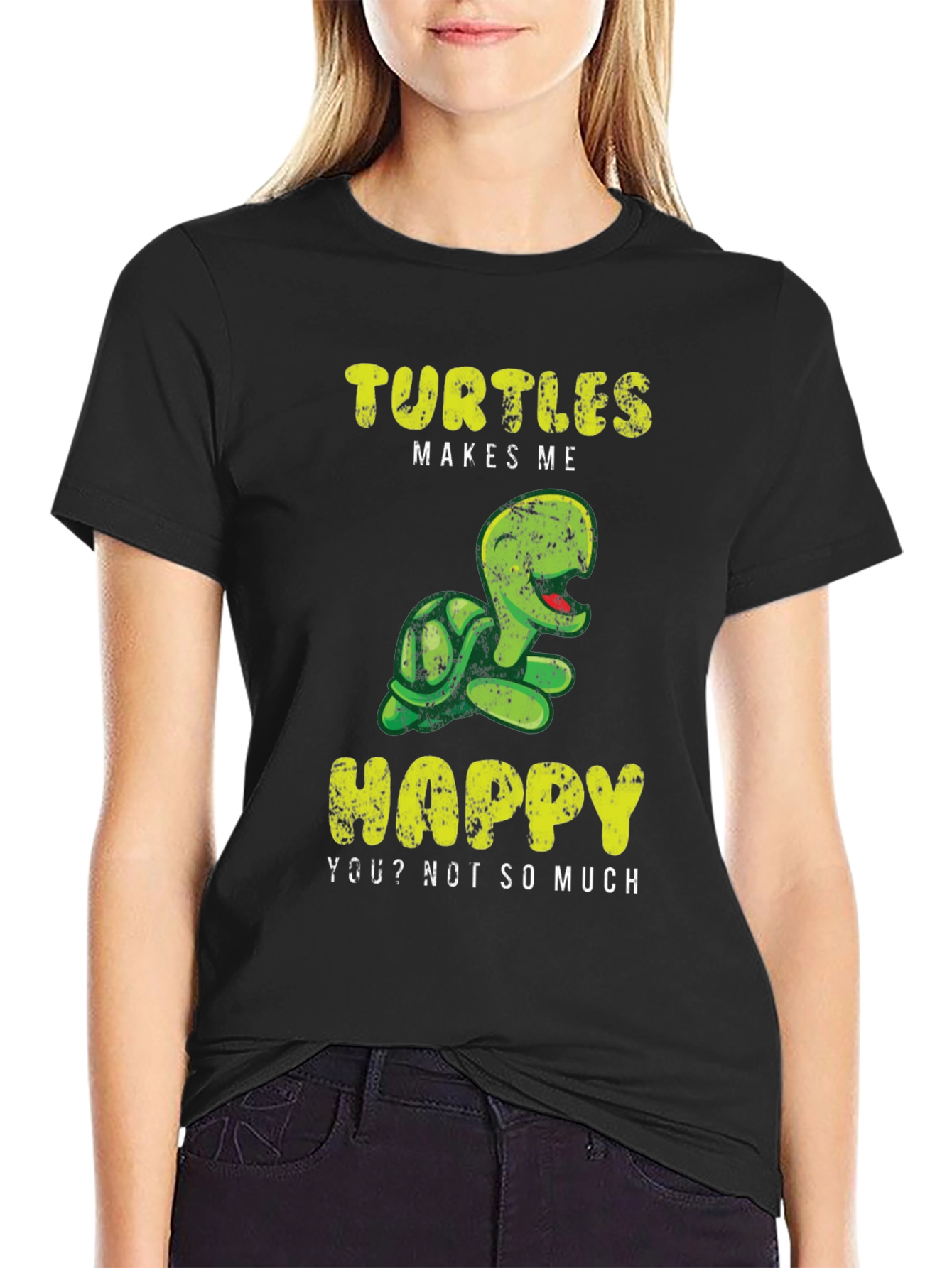 Black Turtles Make Me Happy T-Shirt view 2