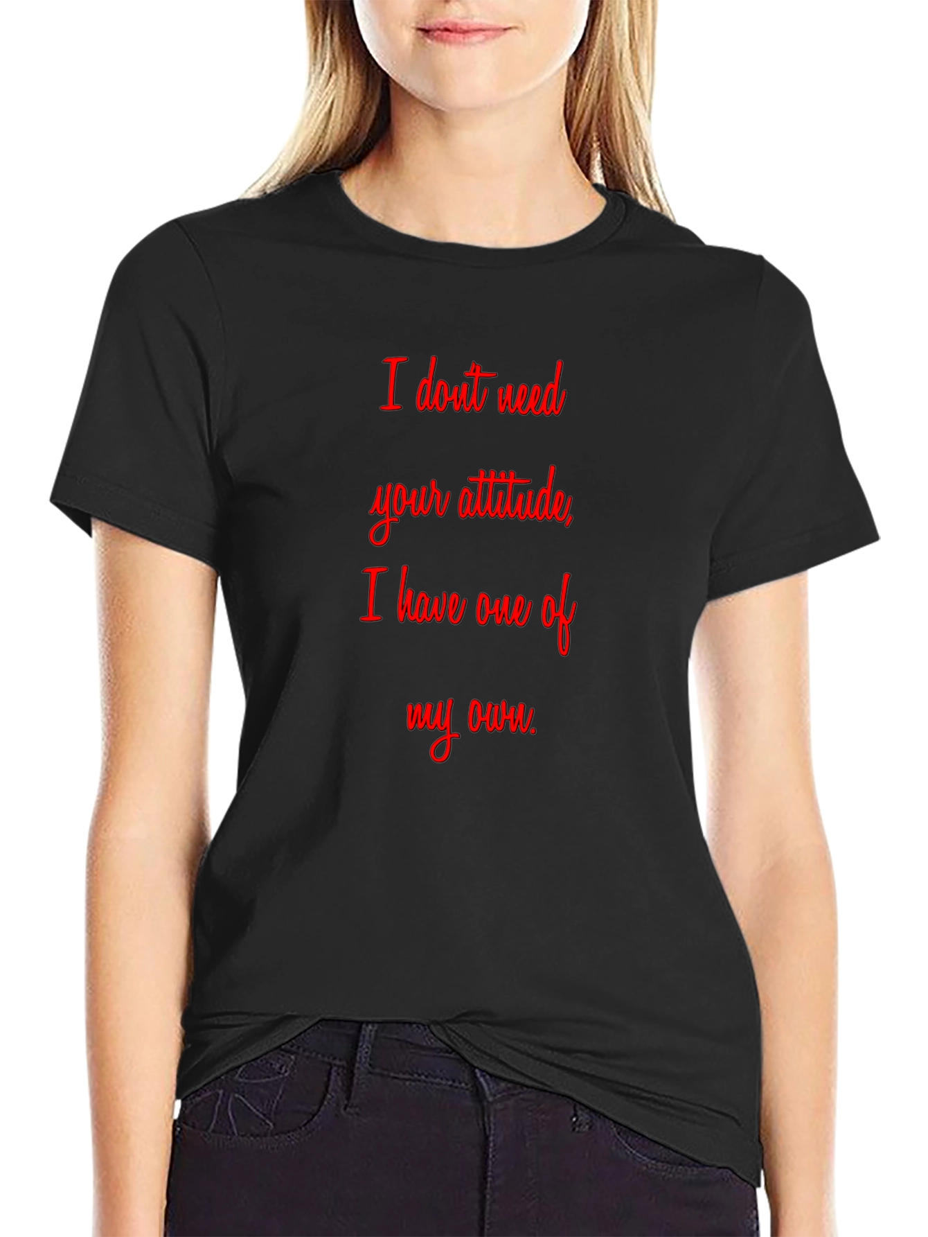 Black Attitude Graphic T-Shirt - Sarcastic Statement Tee view 2