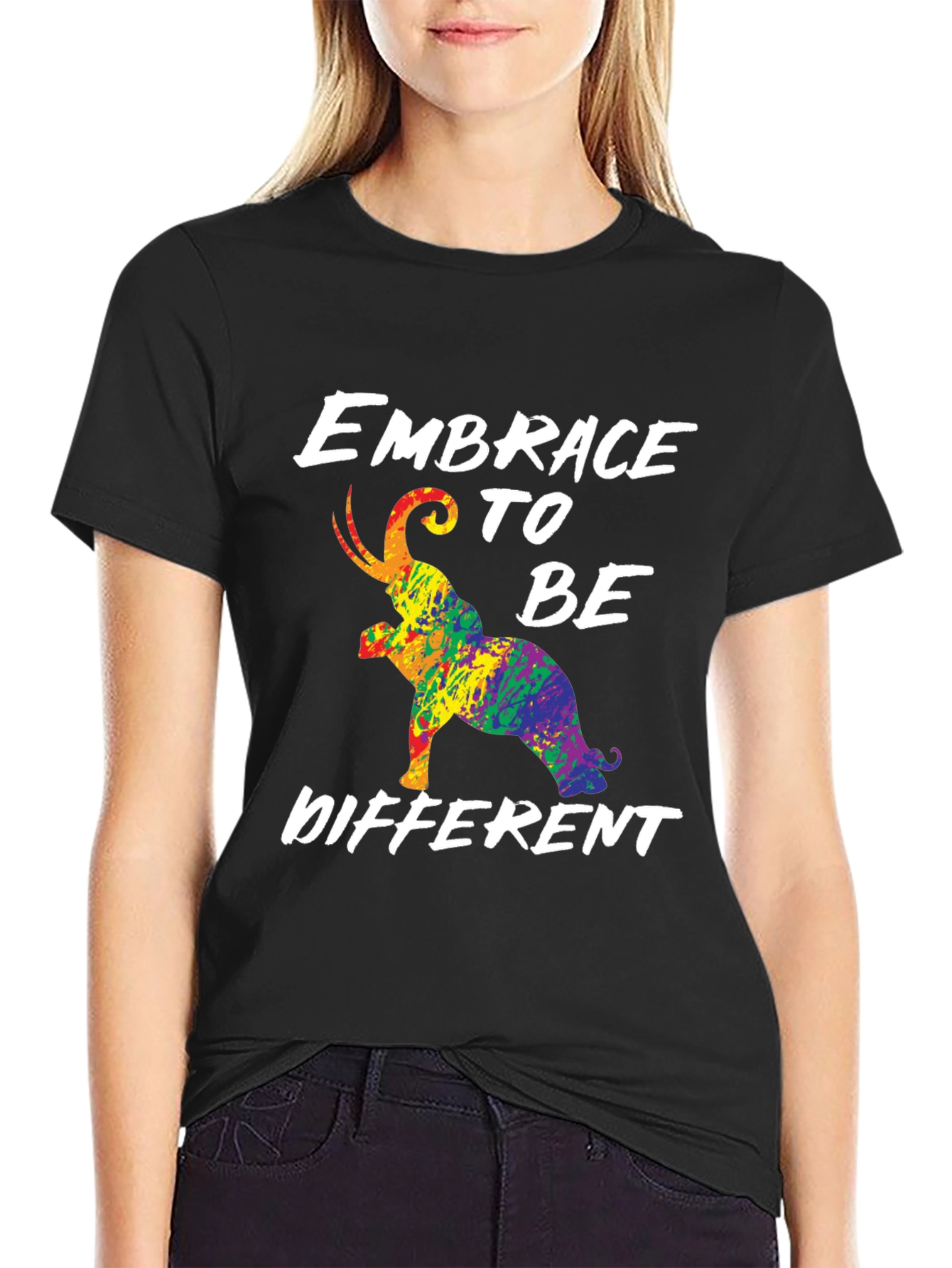 Black Embrace Being Different Elephant Pride T-Shirt view 2