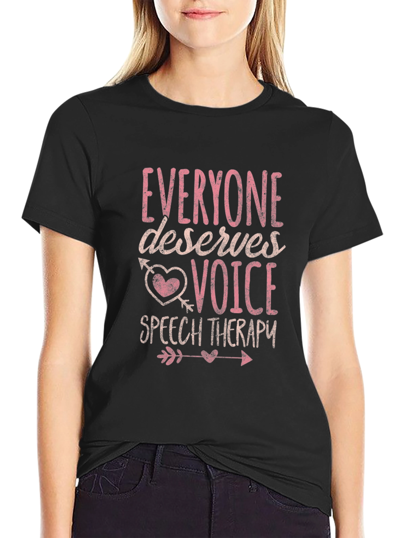 Black Everyone Deserves Voice Speech Therapy T-Shirt view 2