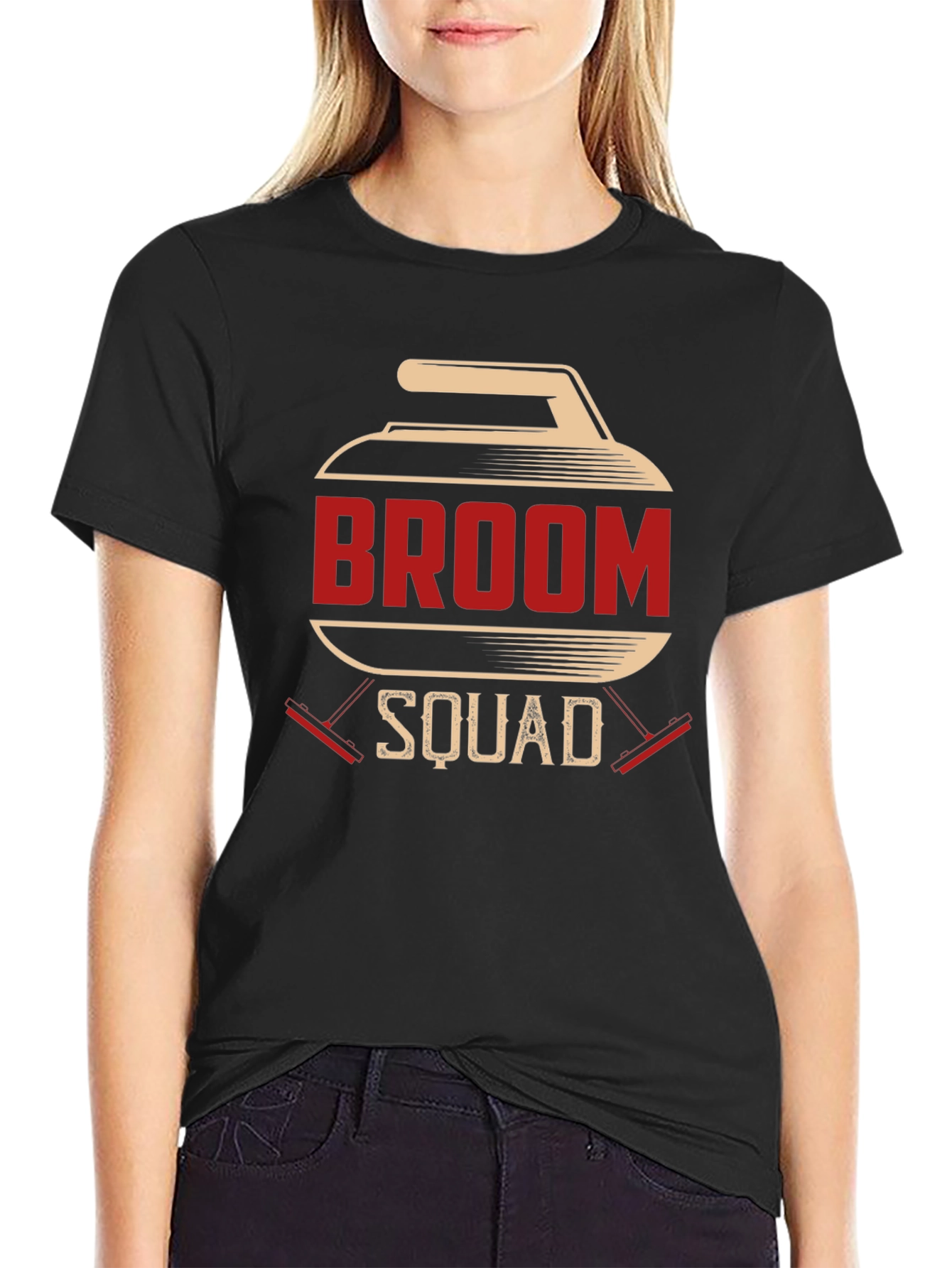 Black Broom Squad Curling T-Shirt view 2