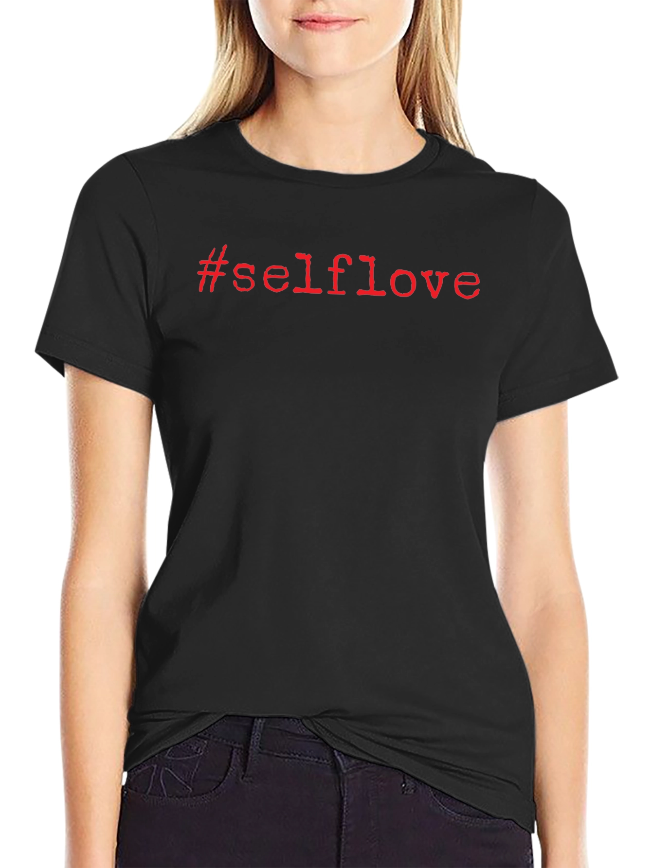 Black #Selflove T-Shirt - Black Short Sleeve Tee view 2