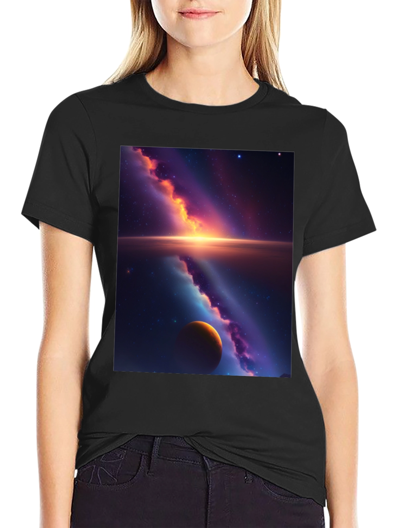 Black Galaxy Graphic Tee - Black Cotton Blend view 2