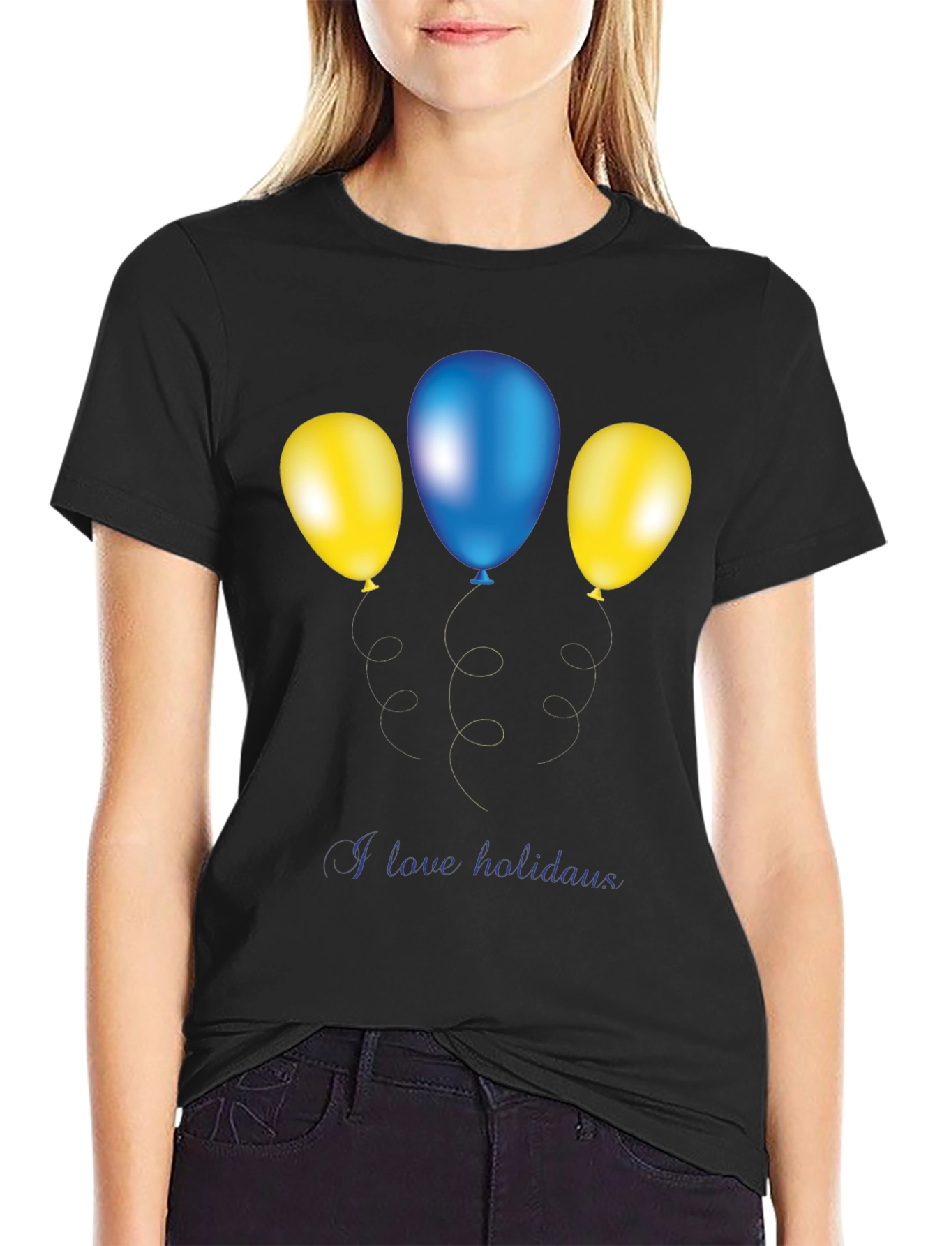 Black Festive Balloons Graphic Tee - Holiday Fun view 2