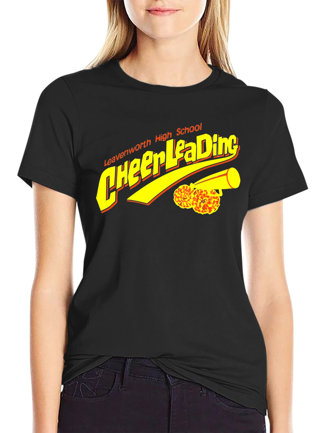Black Cheerleading High School T-Shirt view 2