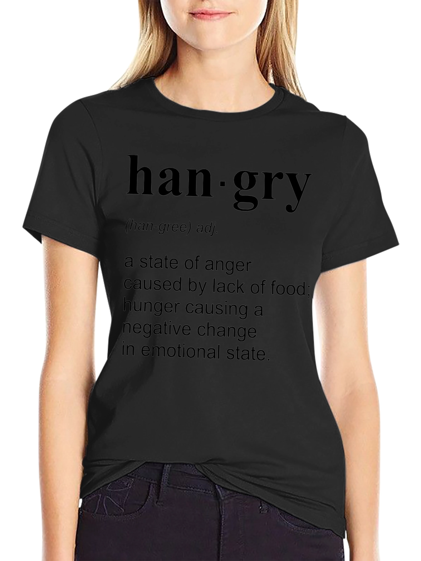 Black Hangry Definition T-Shirt - Funny Hunger Anger Tee view 2