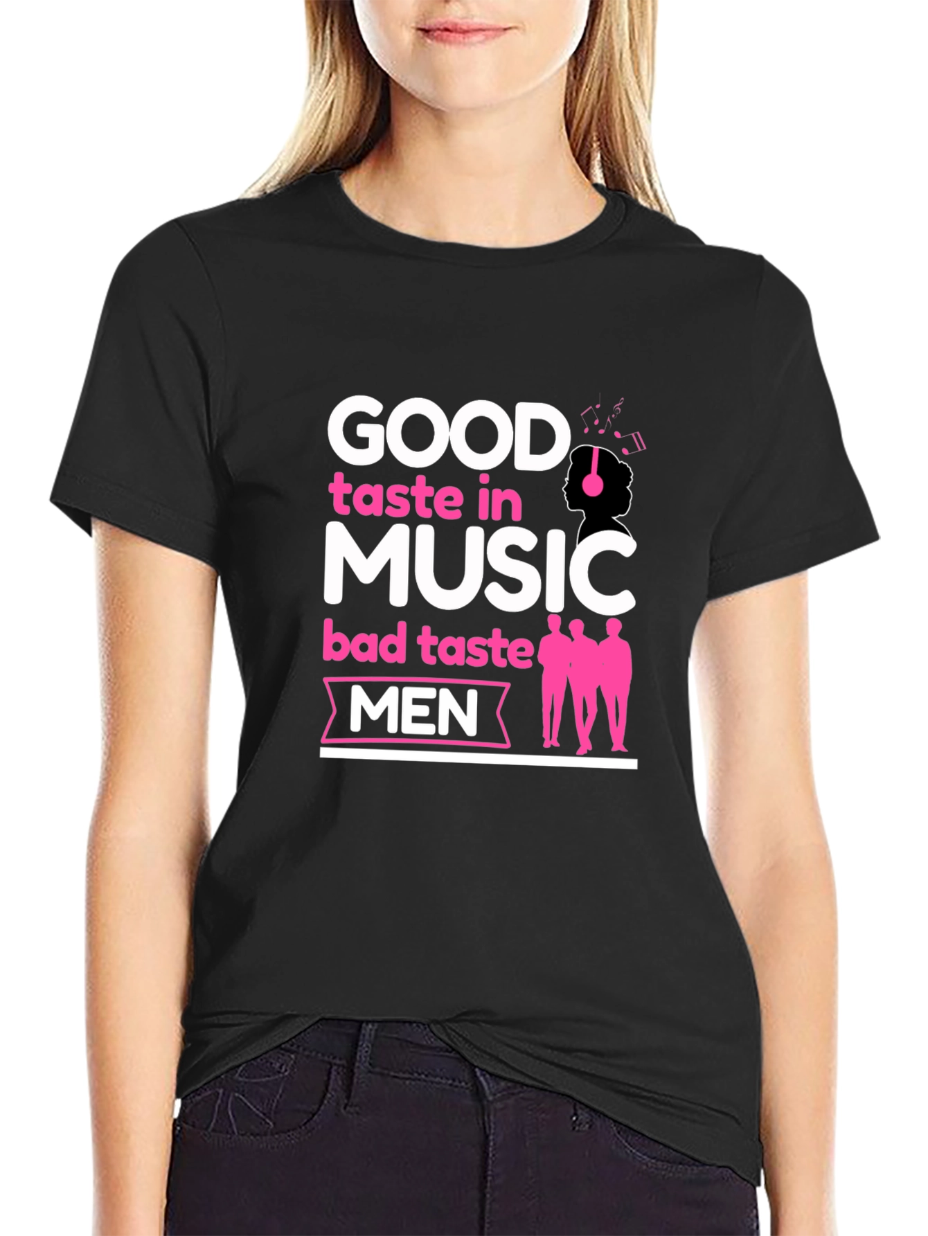 Black Good Taste In Music Bad Taste In Men Black T-Shirt view 2