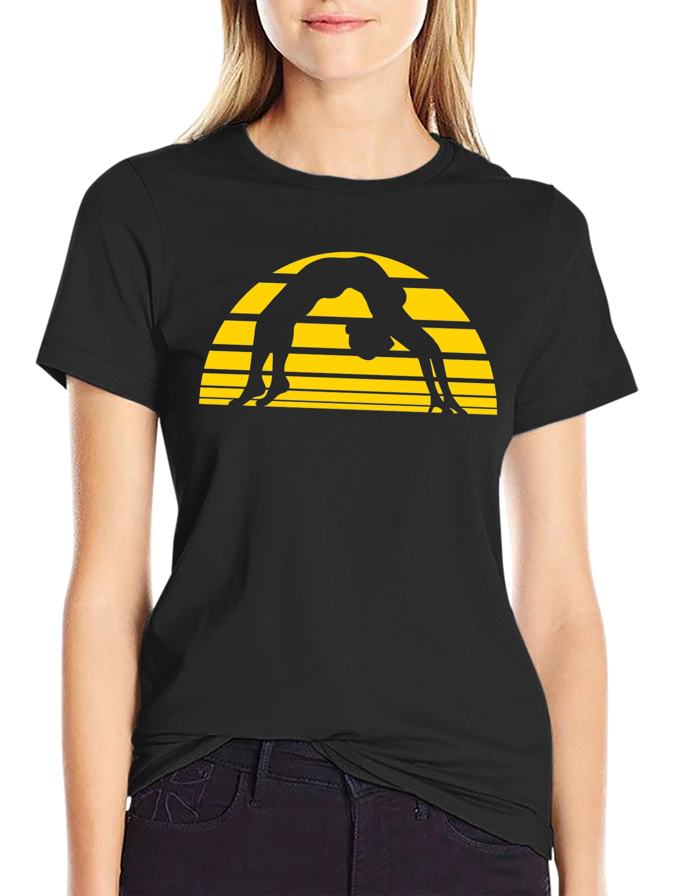 Black Yoga Silhouette T-Shirt - Graphic Tee - Unisex view 2