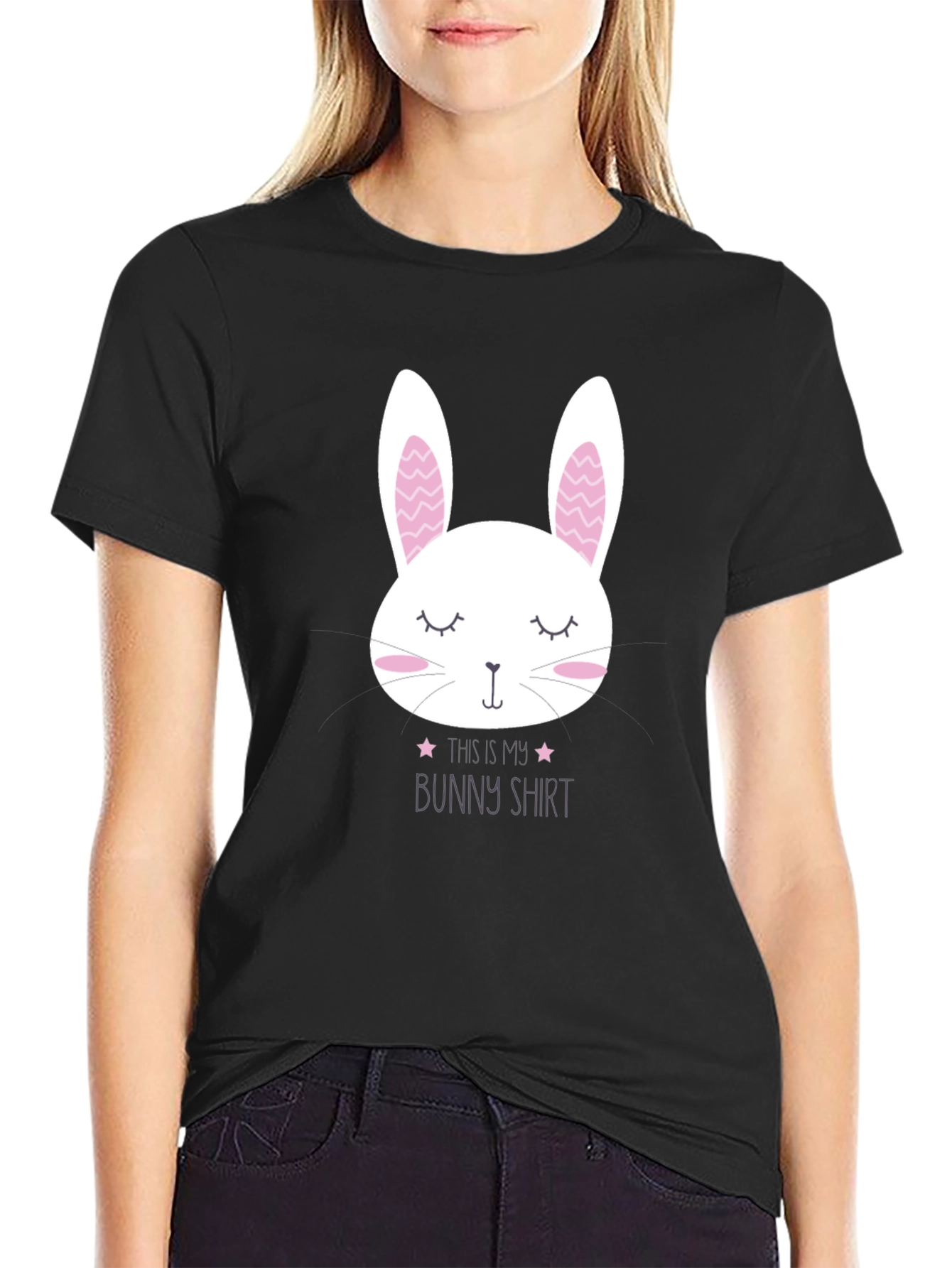 Black Bunny Shirt Cute Easter Tee view 2