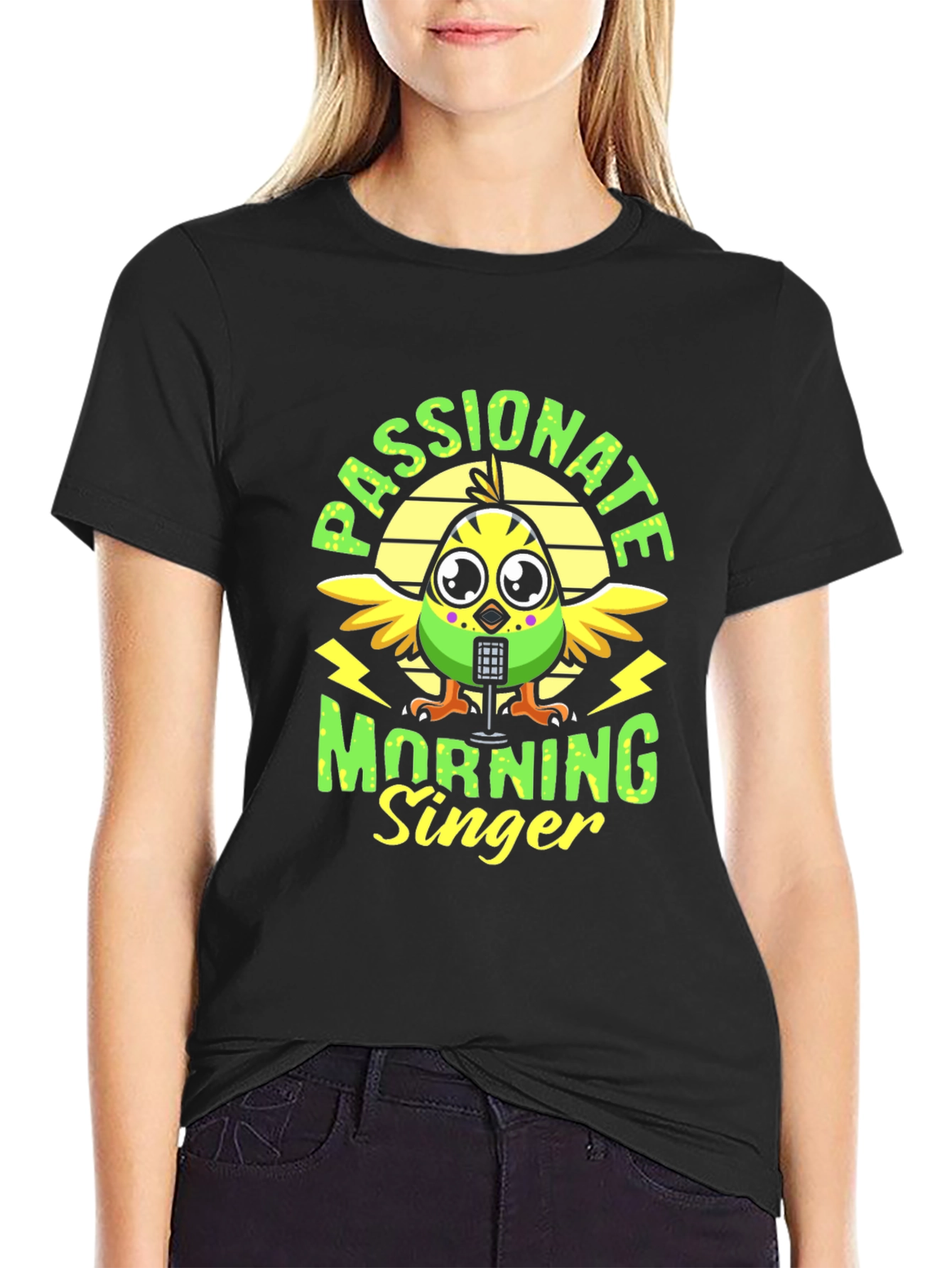 Black Passionate Morning Singer Bird Graphic Tee view 2