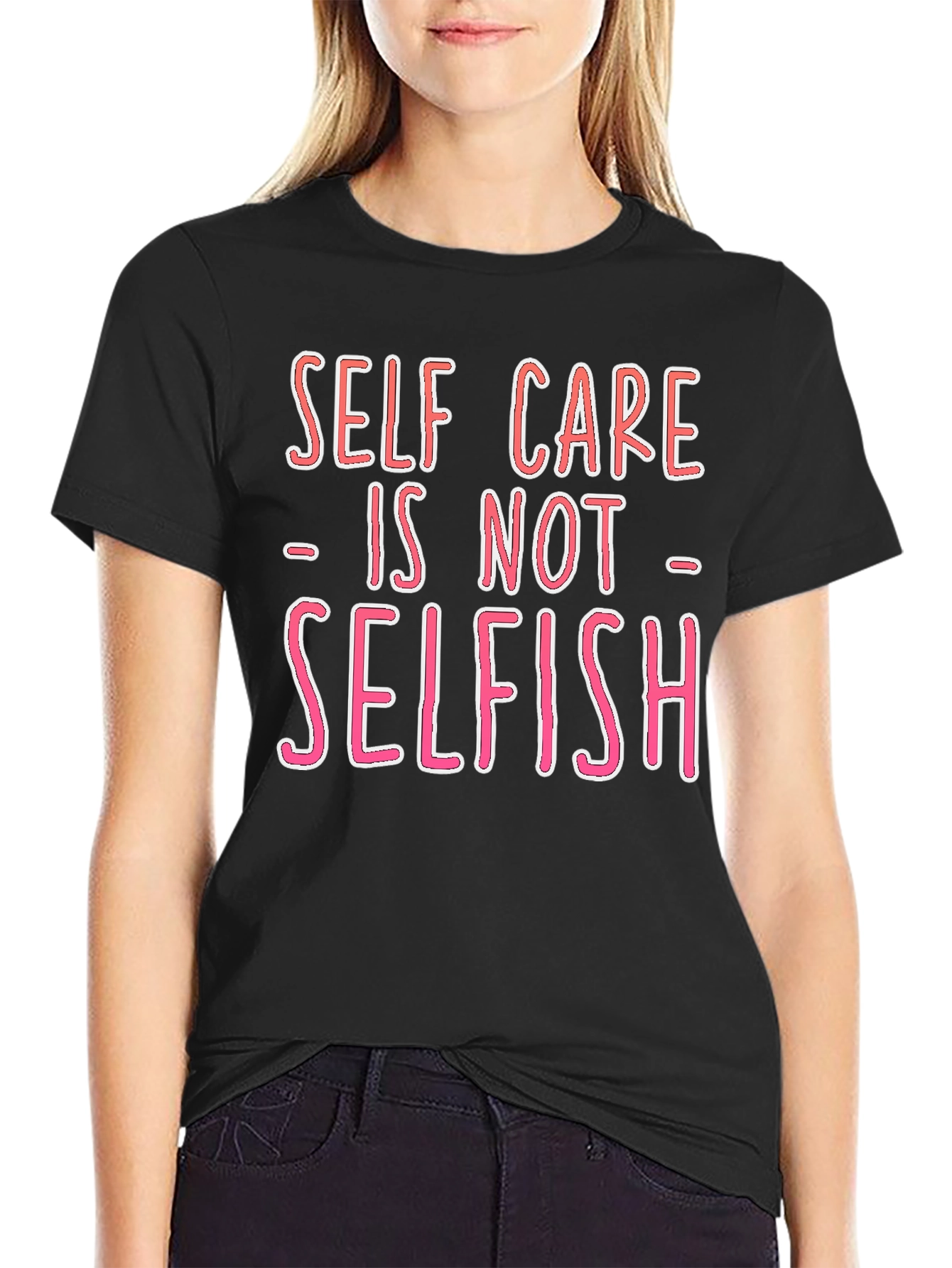 Black Self Care is Not Selfish Graphic Tee - Black view 2