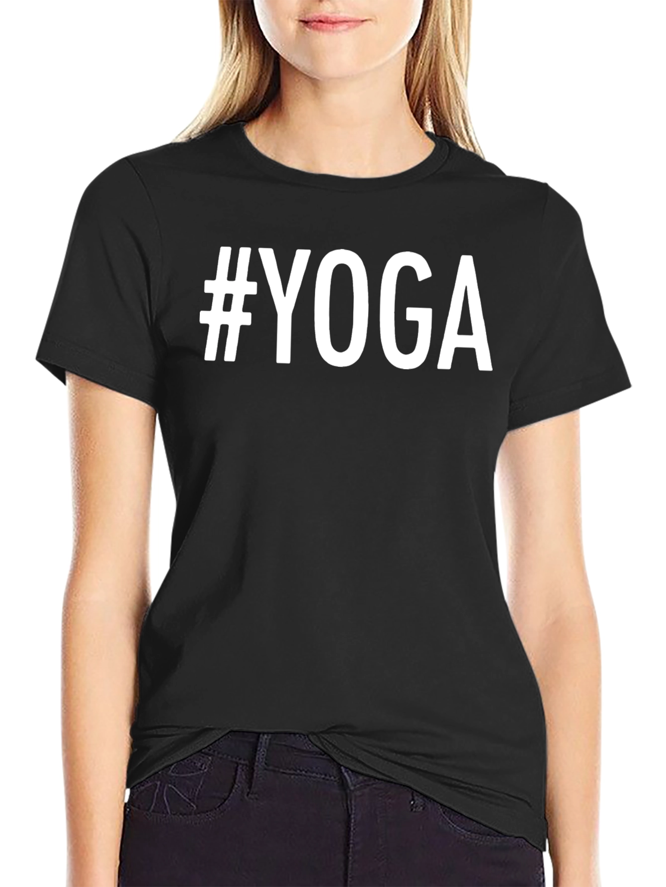 Black #Yoga Black Graphic Tee - Men's Short Sleeve Casual Top view 2