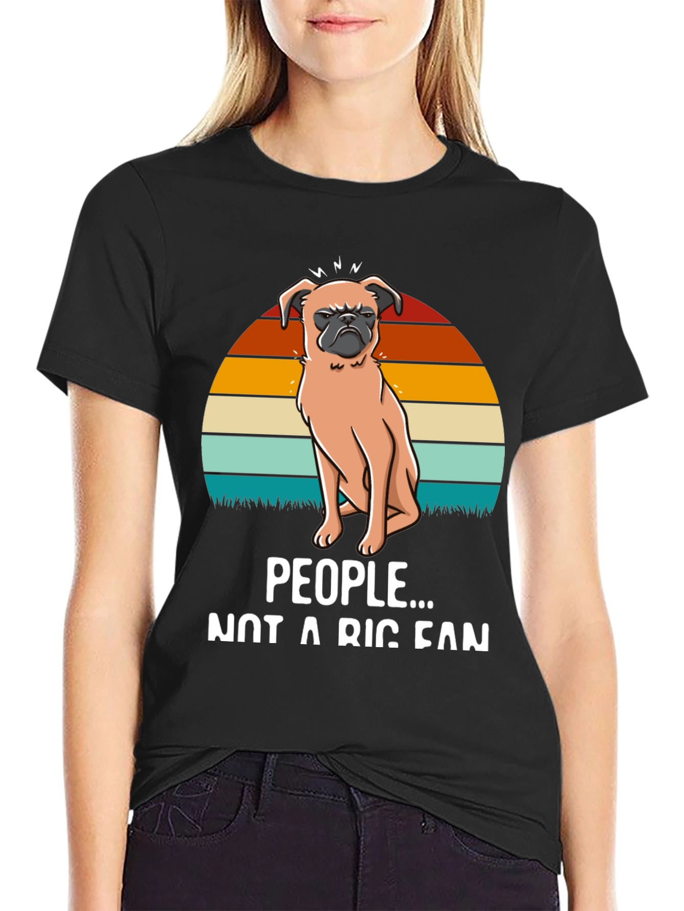 Black Grumpy Pug Tee - Not a People Person view 2
