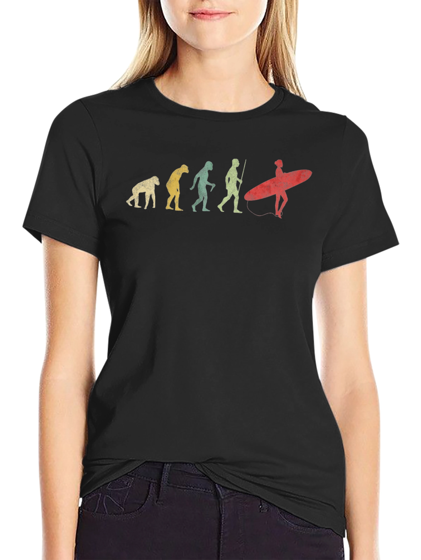 Black Evolution of Surfing T-Shirt Funny Surfer Gift view 2