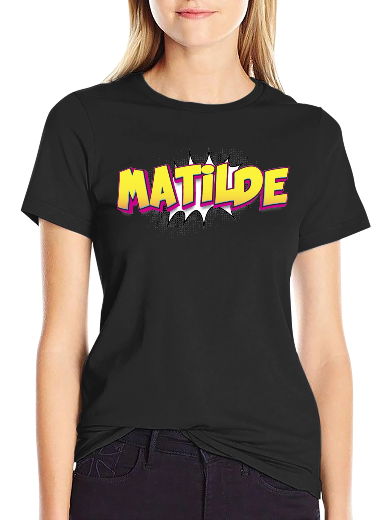 Black Matilde Comic Style Graphic Tee - Black view 2