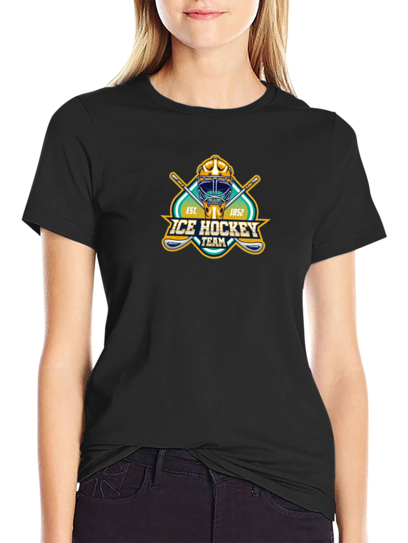 Black Ice Hockey Team Graphic T-Shirt - Vintage Style view 2