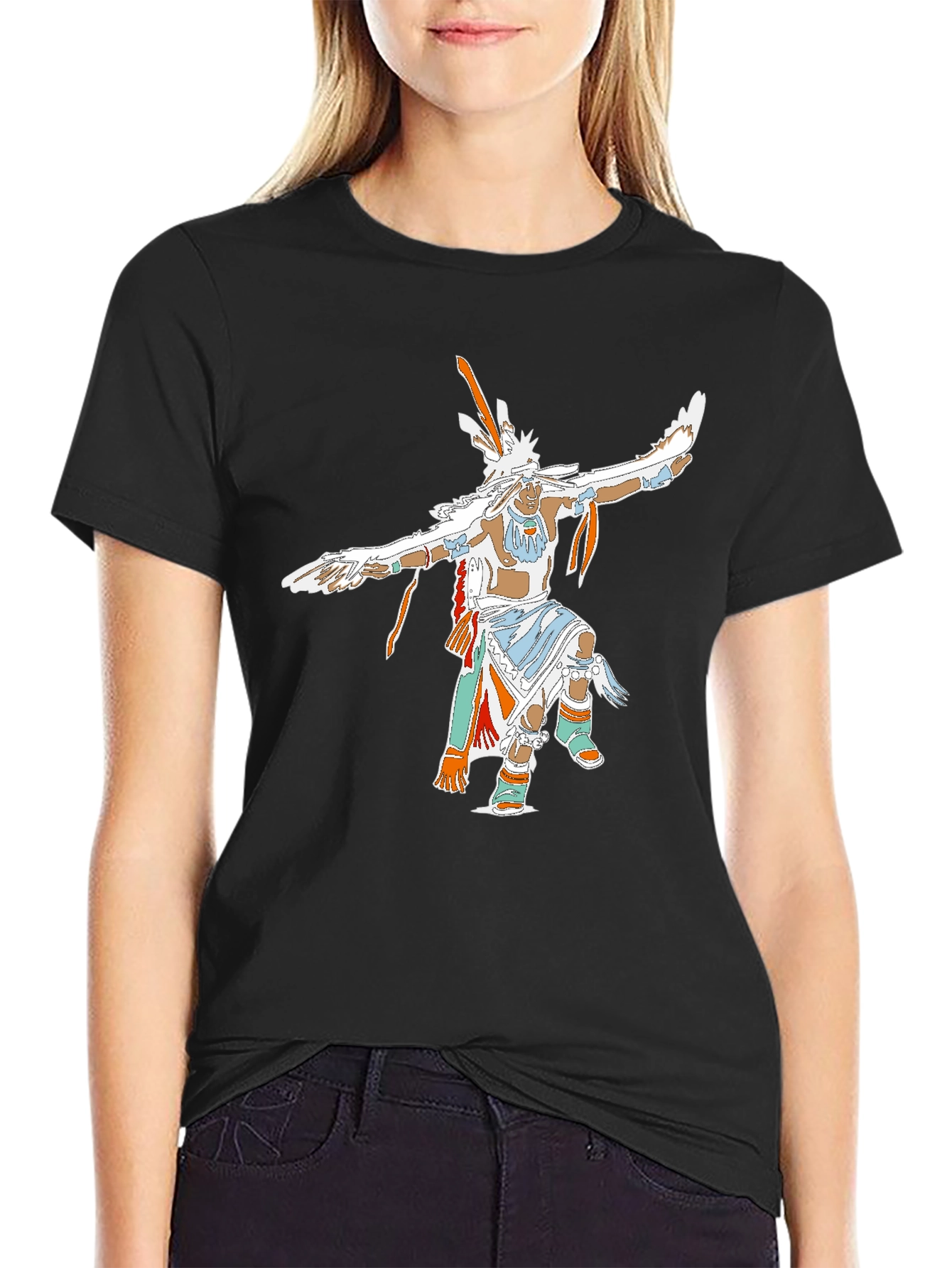 Black Native American Dancer Graphic T-Shirt view 2