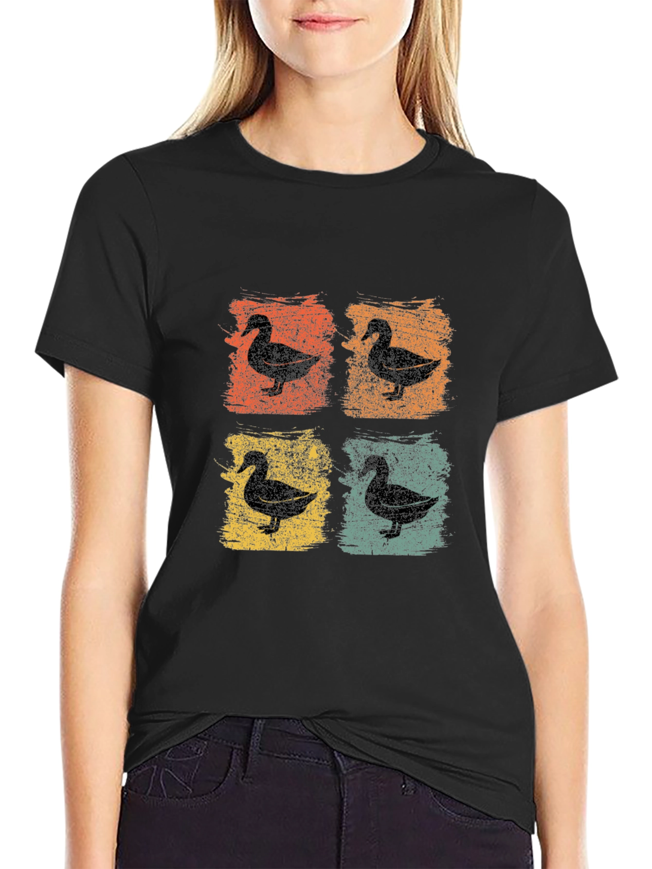 Black Retro Duck T-Shirt - Vintage Style Graphic Tee view 2