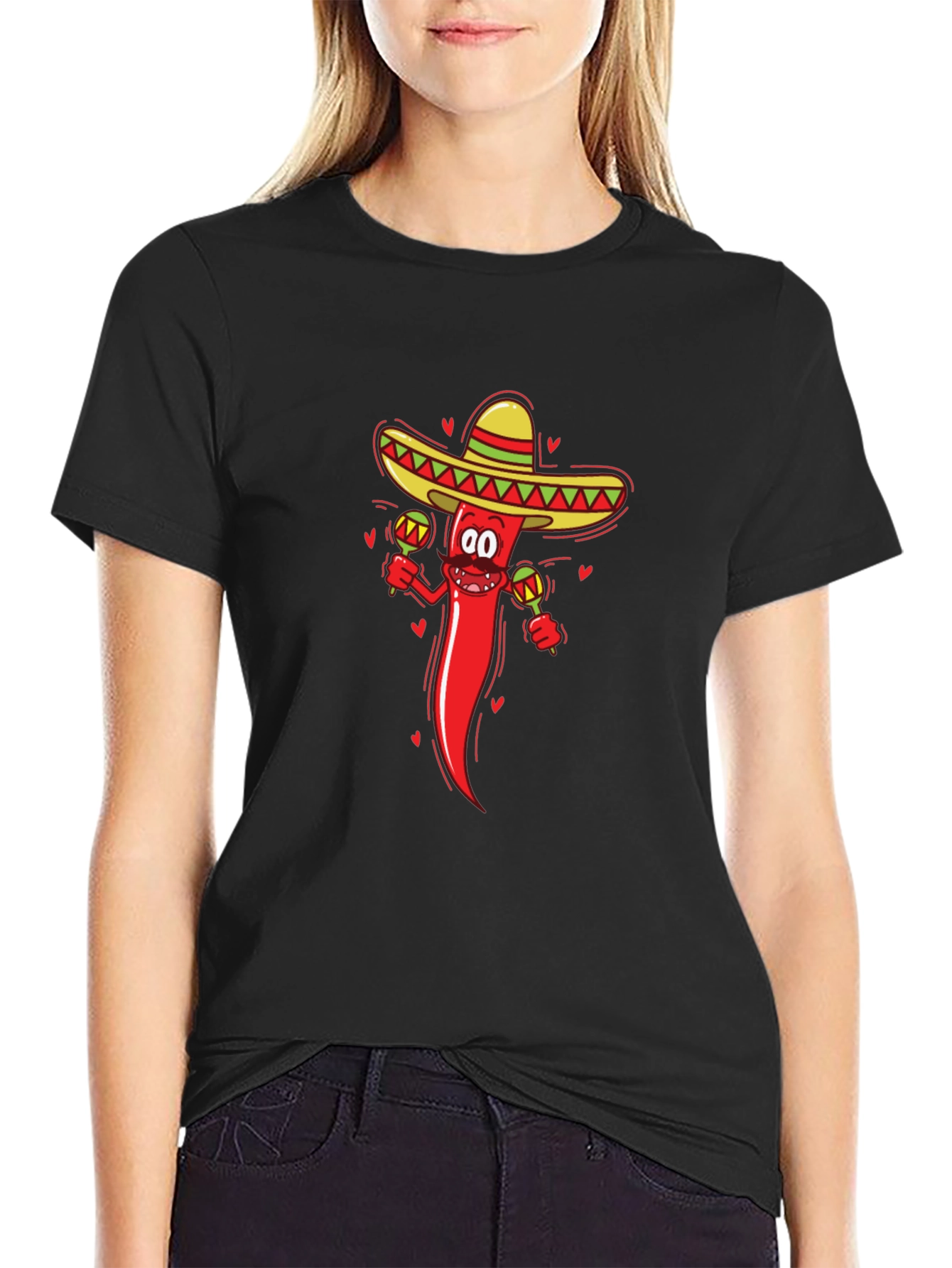 Black Chili Pepper Sombrero Graphic Tee view 2