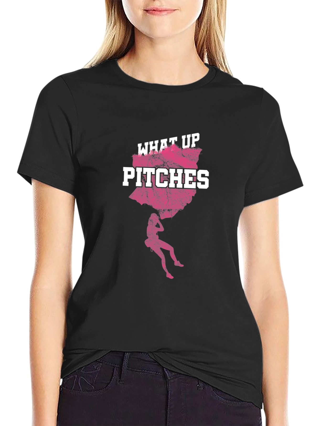 Black What Up Pitches Graphic Tee - Funny Adult Humor view 2