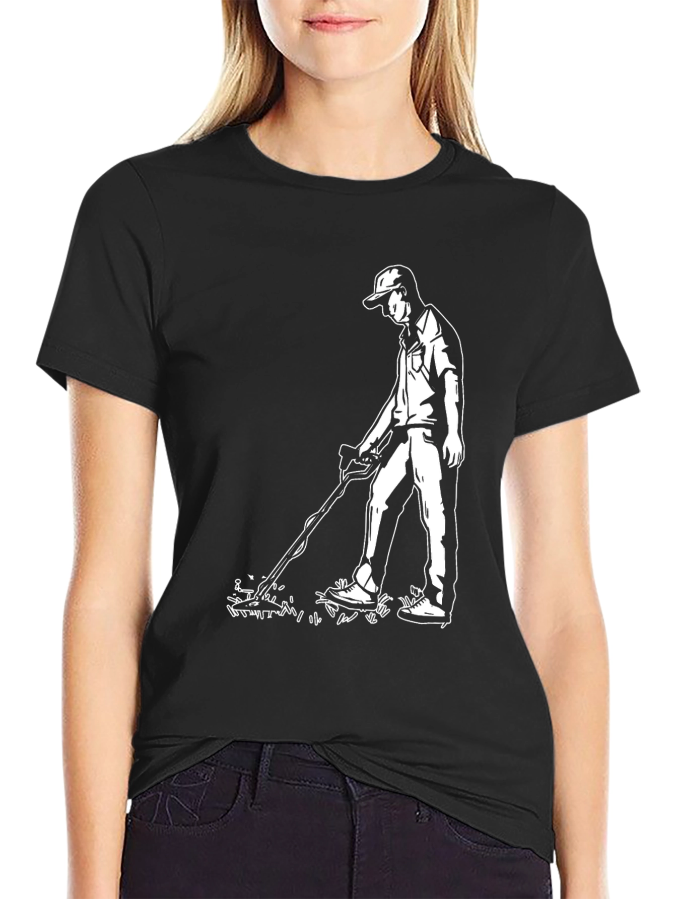 Black Metal Detectorist Graphic T-Shirt - Black Cotton view 2