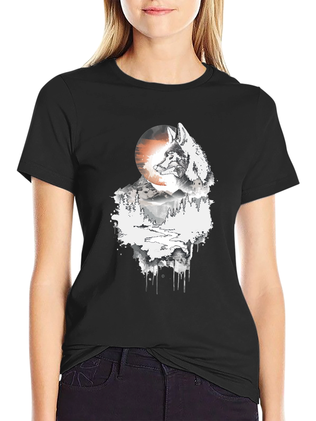 Wolf Moon Graphic Tee - Men's Black T-Shirt - 2