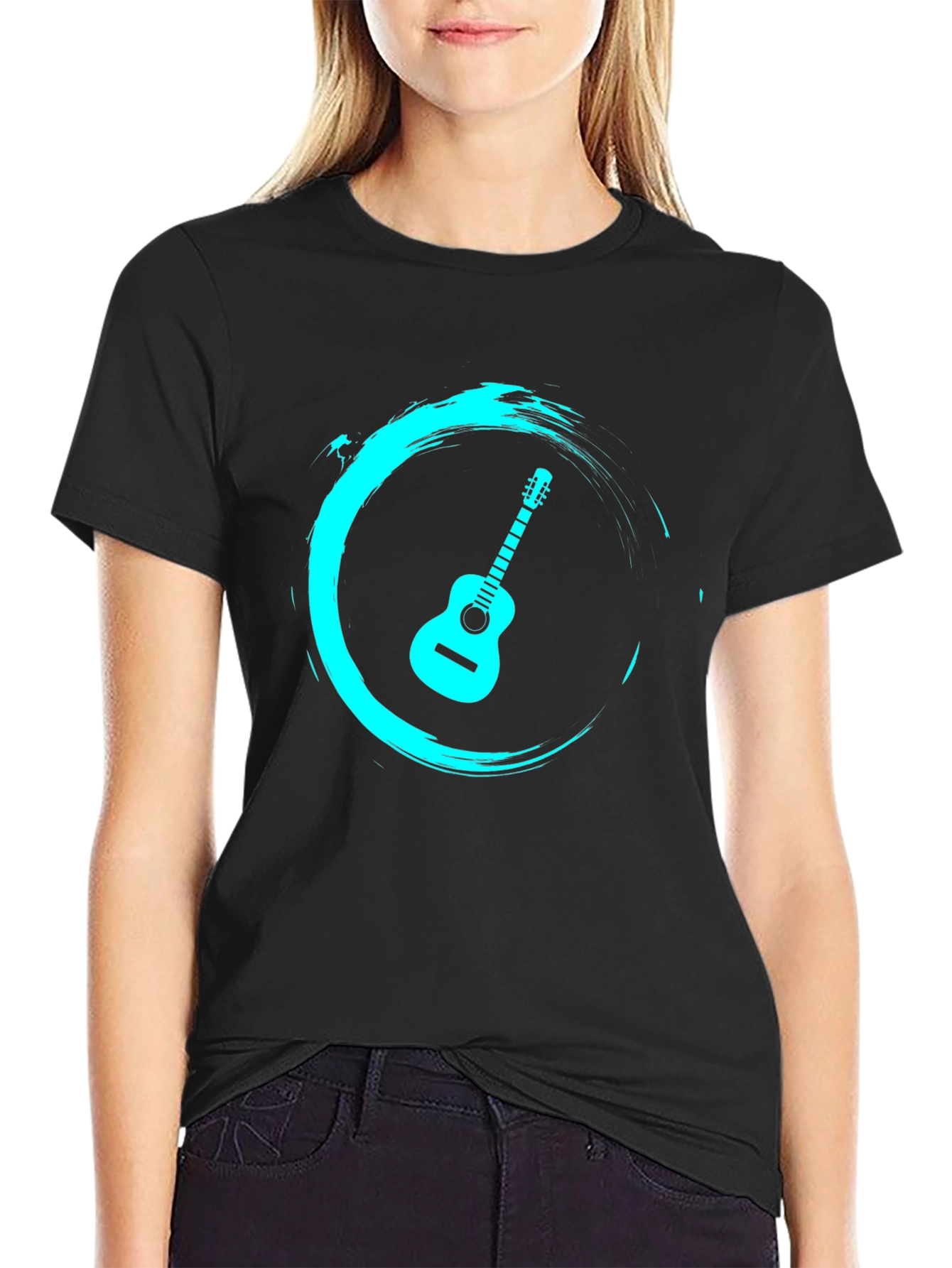 Black Acoustic Guitar Graphic Tee - Stylish and Unique view 2