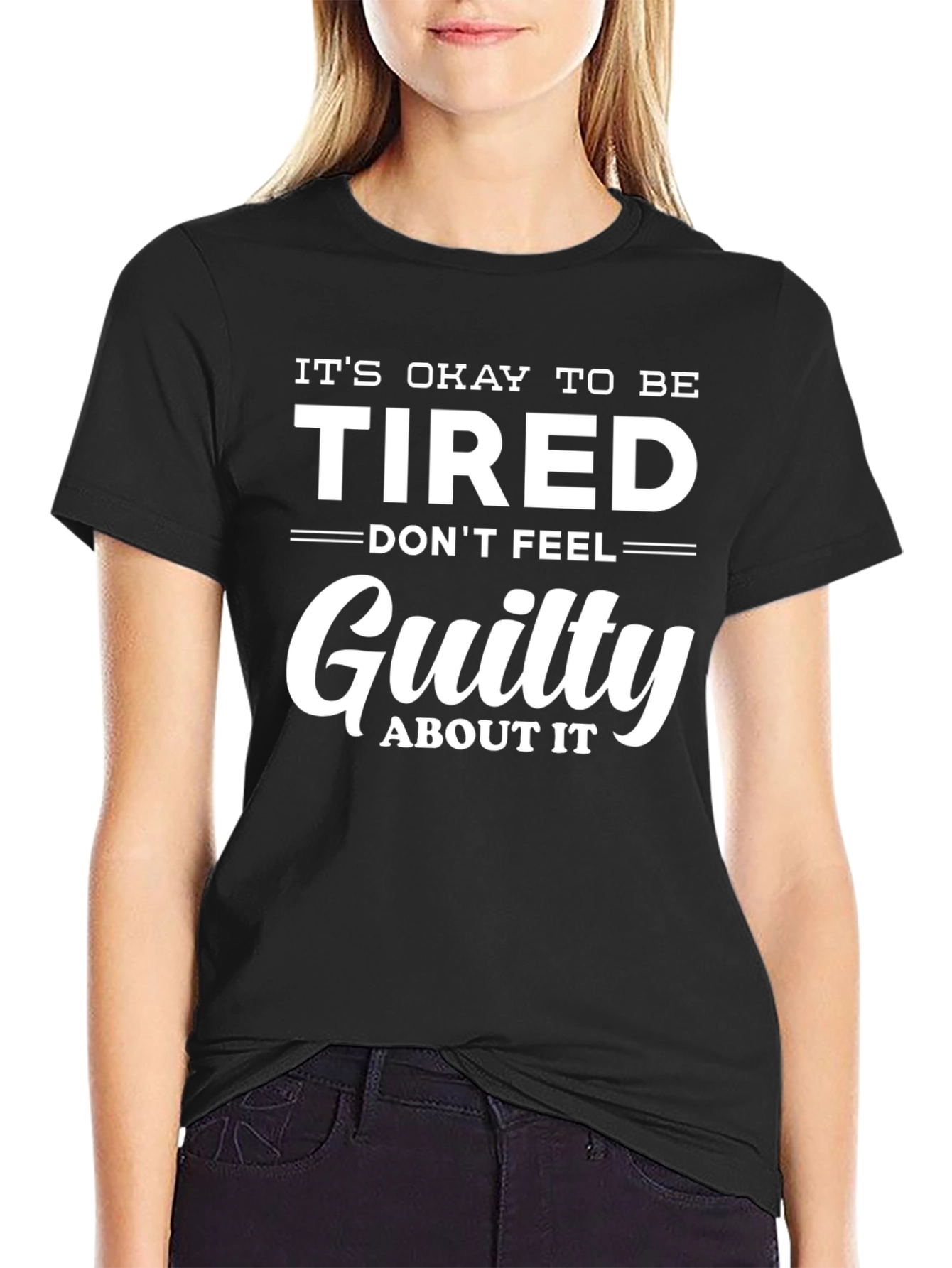 Black It's Okay To Be Tired Graphic Tee view 2