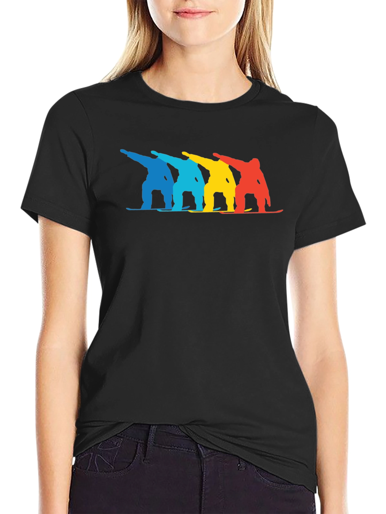 Black Cool Graphic Tee - Colorful Snowboarders view 2
