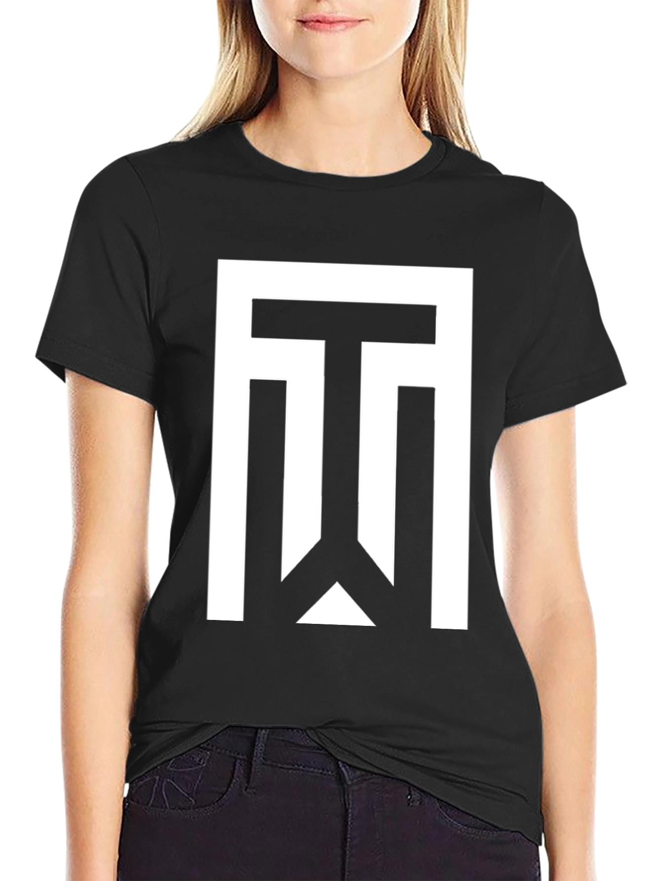 Black Geometric Logo Black T-Shirt view 2