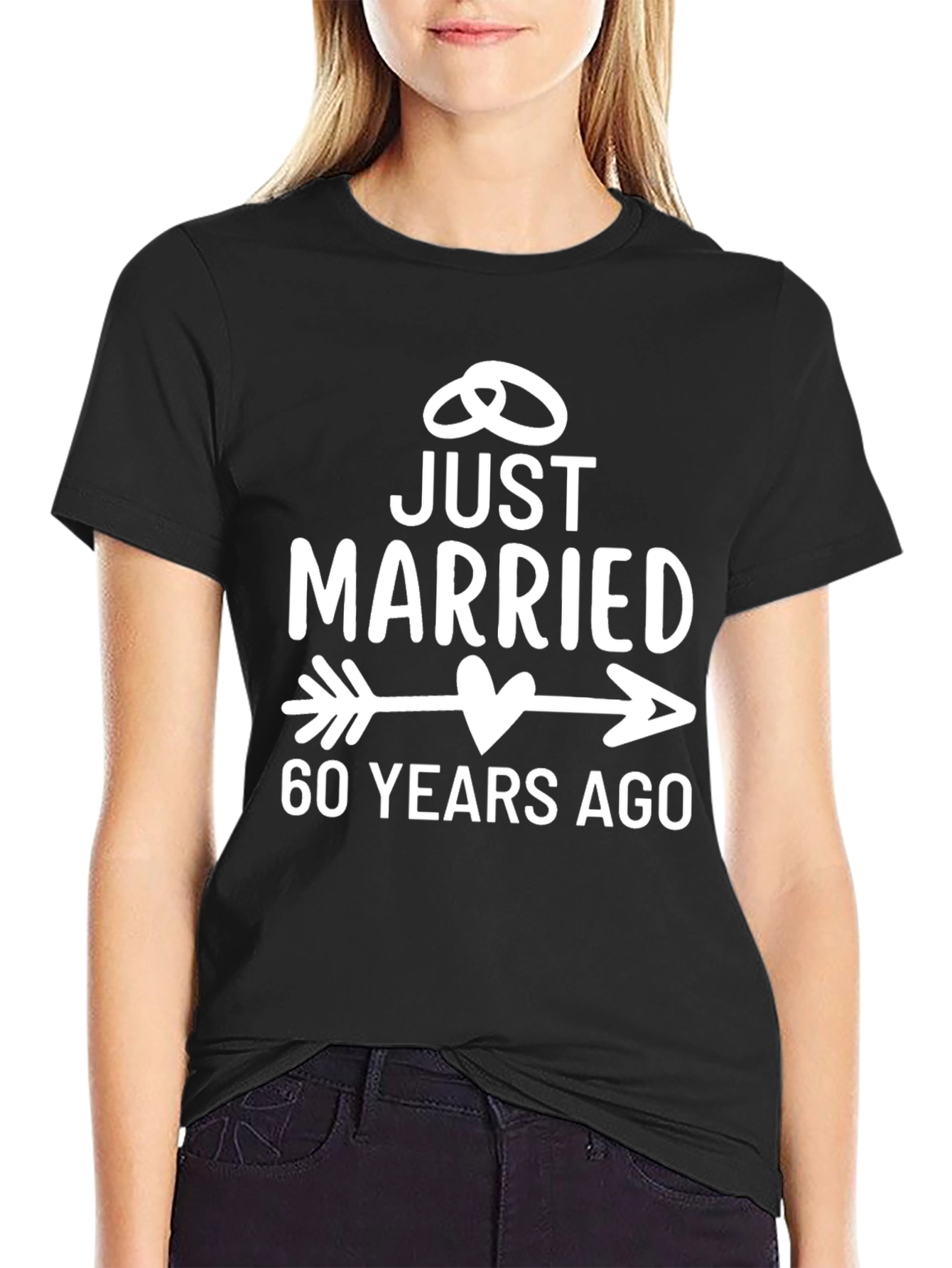 Black Just Married 60 Years Ago Anniversary T-Shirt view 2