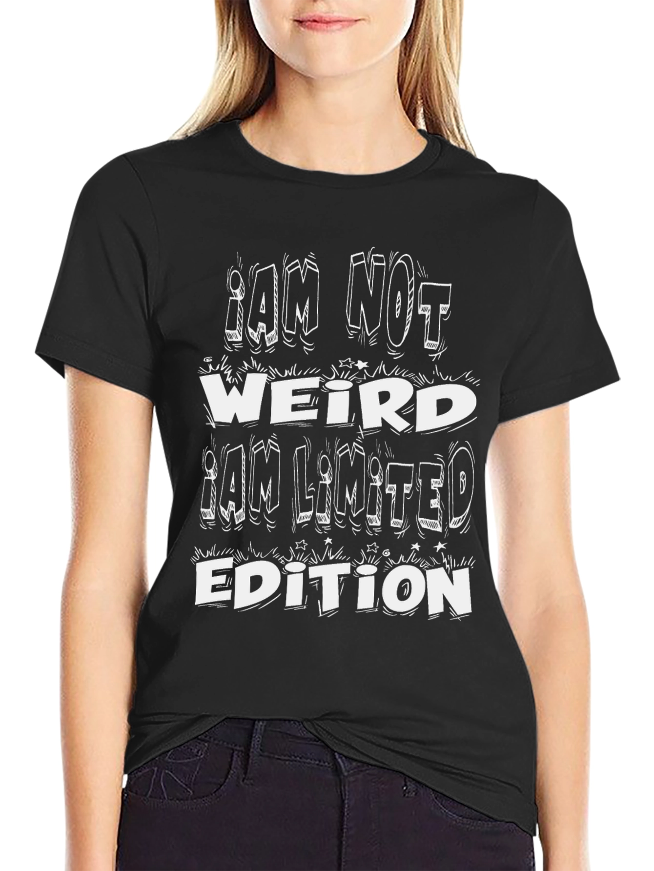 Black I AM NOT WEIRD T-Shirt - Limited Edition Funny Graphic Tee view 2