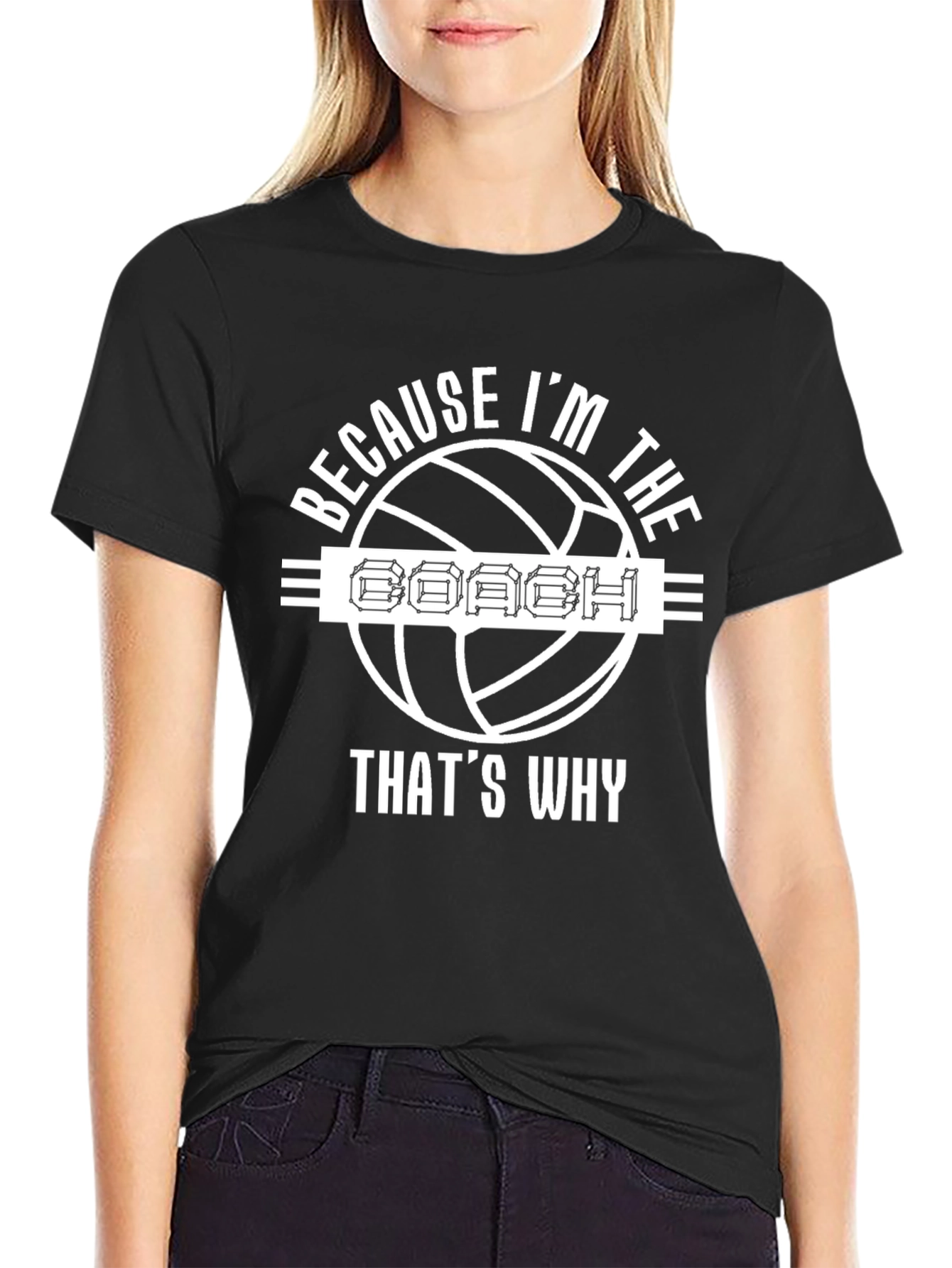 Black Volleyball Coach T-Shirt - Because I'm The Coach That's Why view 2